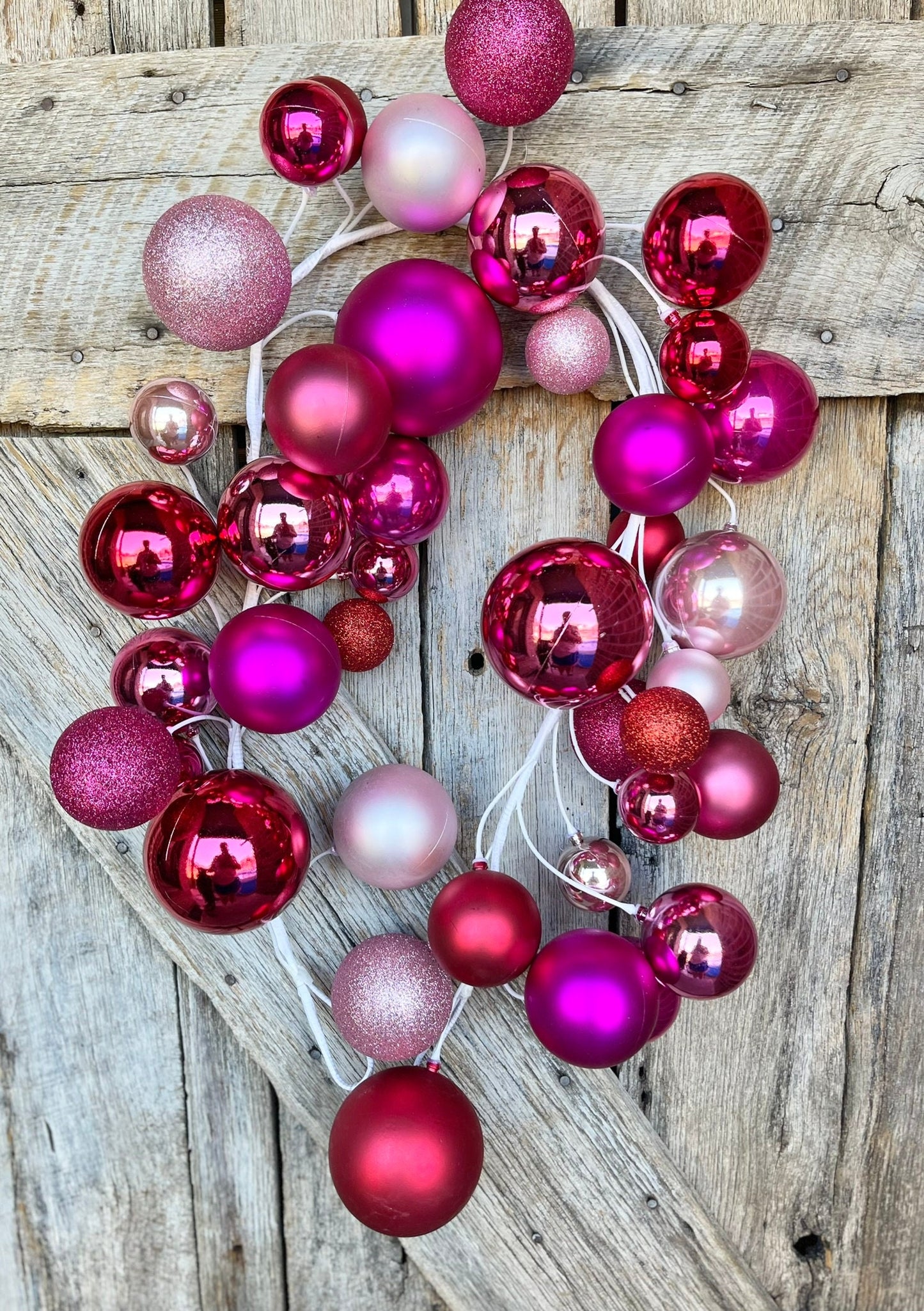 48" Pink Ball Garland, Pinkmas Decor, Pink Christmas Tree