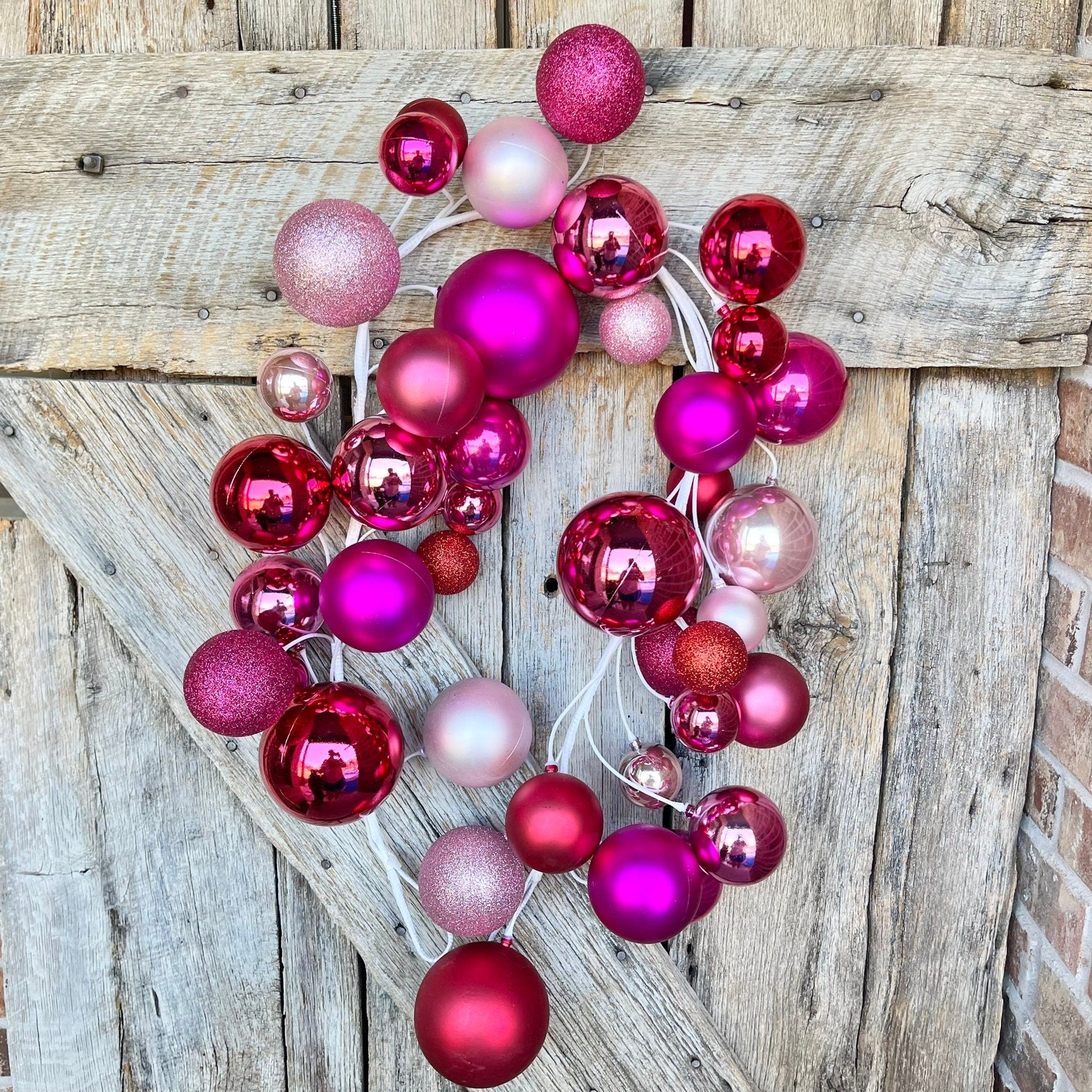 48" Pink Ball Garland, Pinkmas Decor, Pink Christmas Tree