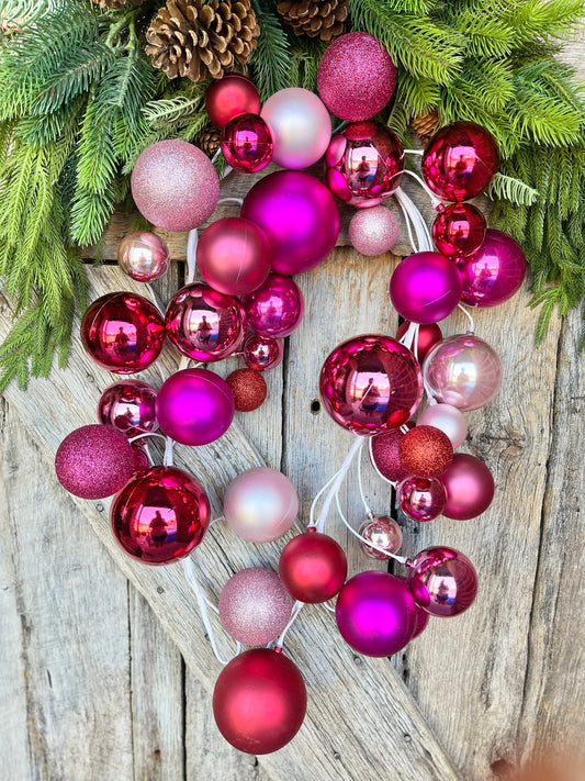 48" Pink Ball Garland, Pinkmas Decor, Pink Christmas Tree