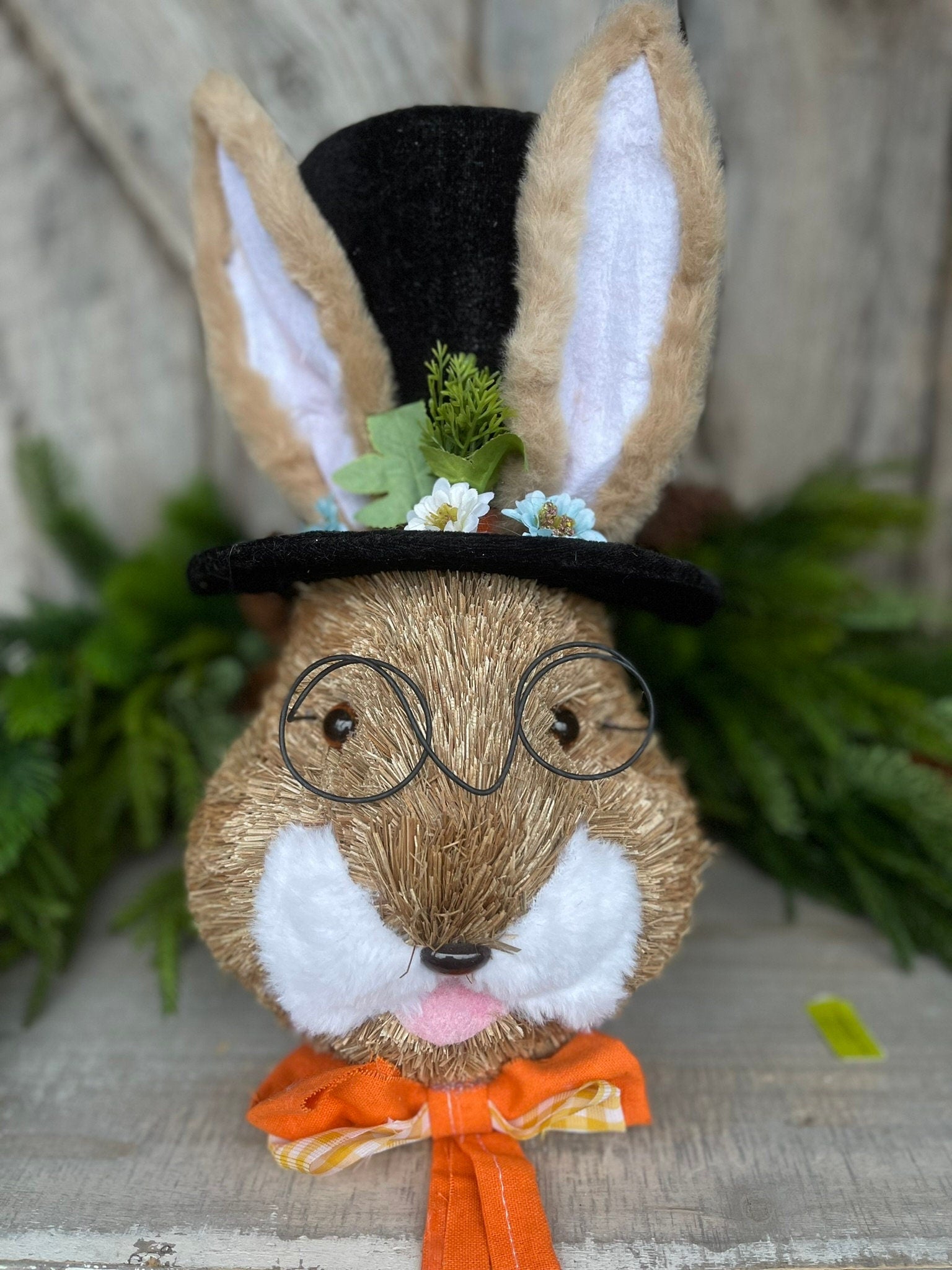 22" Orange Bunny Top Hat Ornament, Easter Decor, Easter Bunny