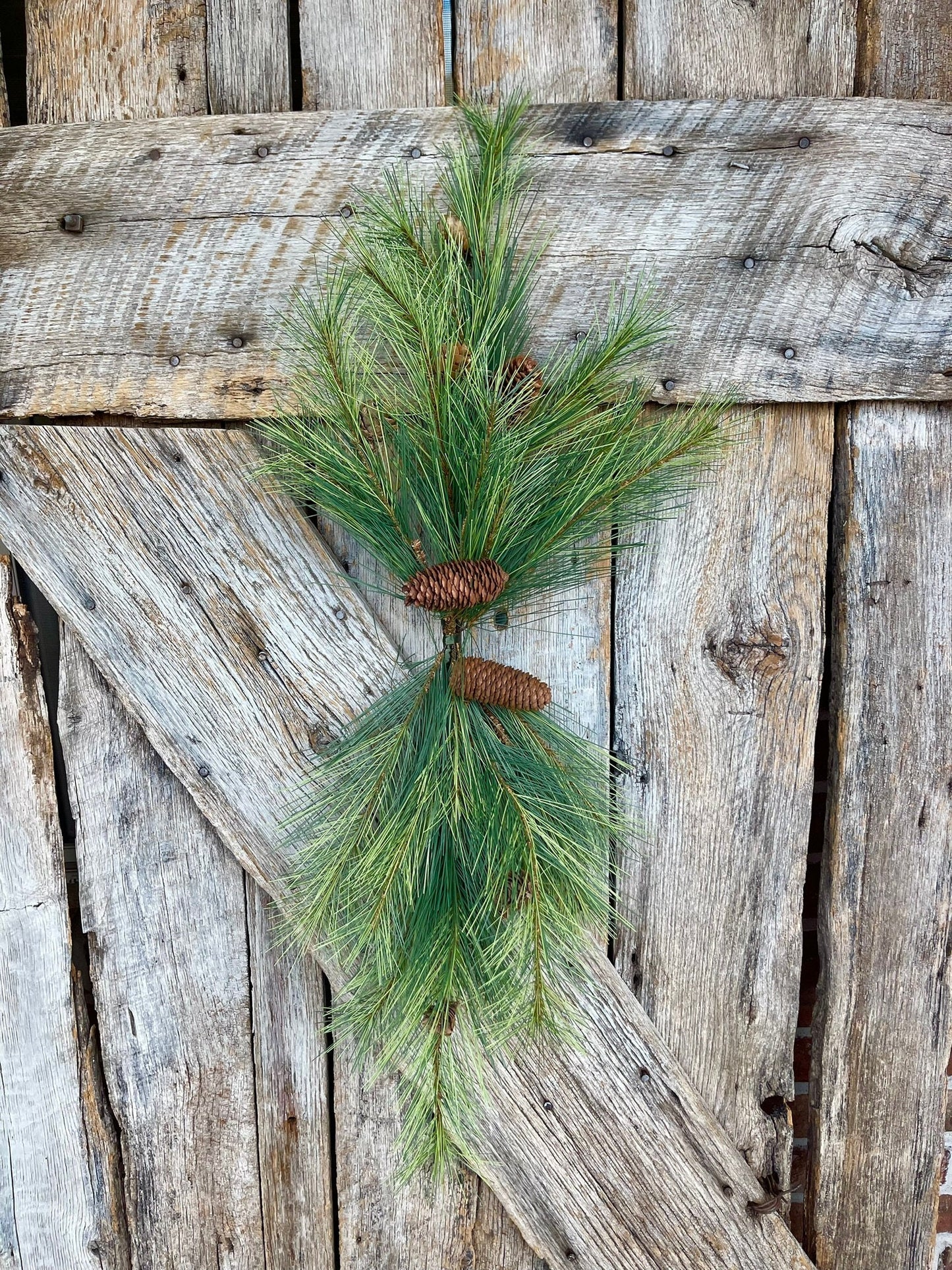 32"L Northwoods Pine Centerpiece, Artificial Pine Centerpiece Base, Rustic Table Decor