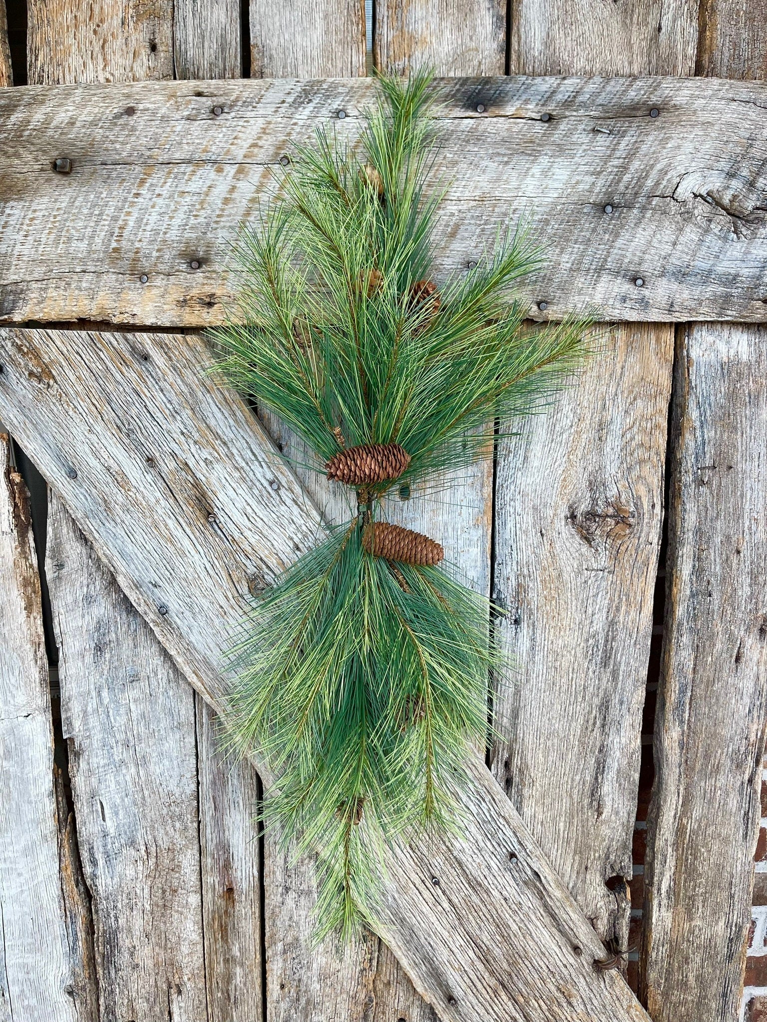 32"L Northwoods Pine Centerpiece, Artificial Pine Centerpiece Base, Rustic Table Decor