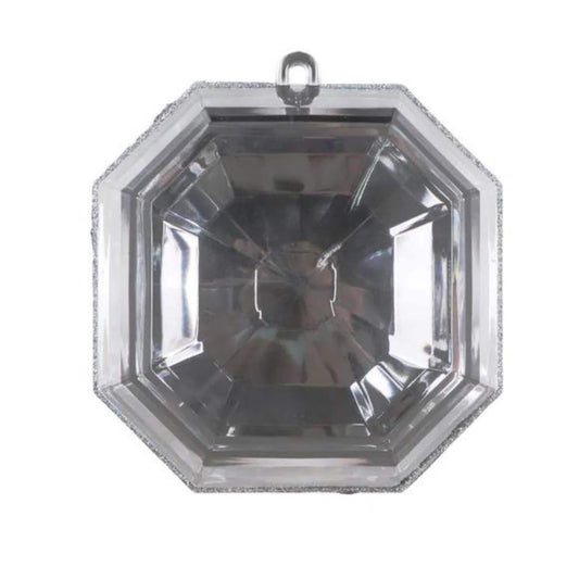 Pewter Silver 6" Jewel Ornament, Square Jewel Ornament, Emerald Square Jewel