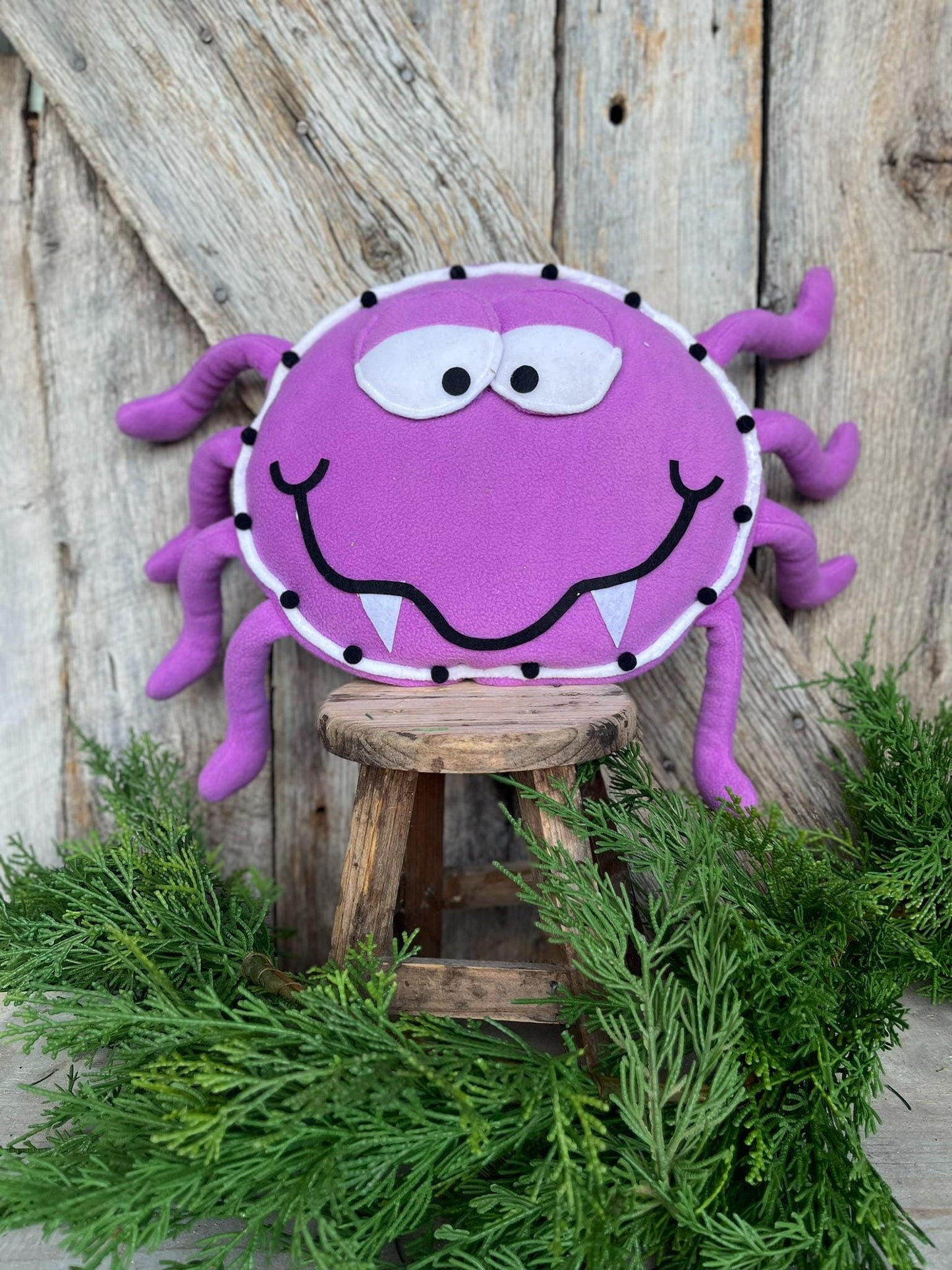 12" Plush Purple Spider, Halloween SPider, Halloween Wreath Attachment, Fun Halloween Decor, Spooky SPider, 57005PU