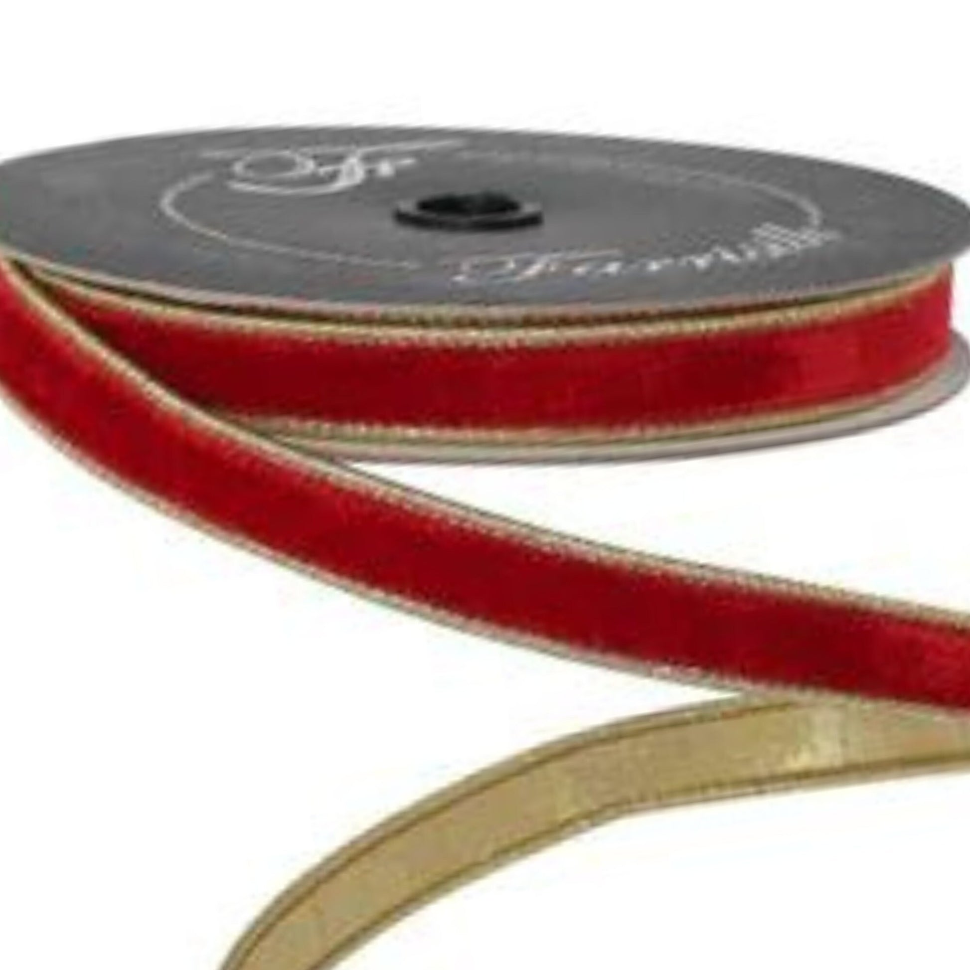 3/4" Red Flashy Velvet, Farrisilk Ribbon, Wired Ribbon