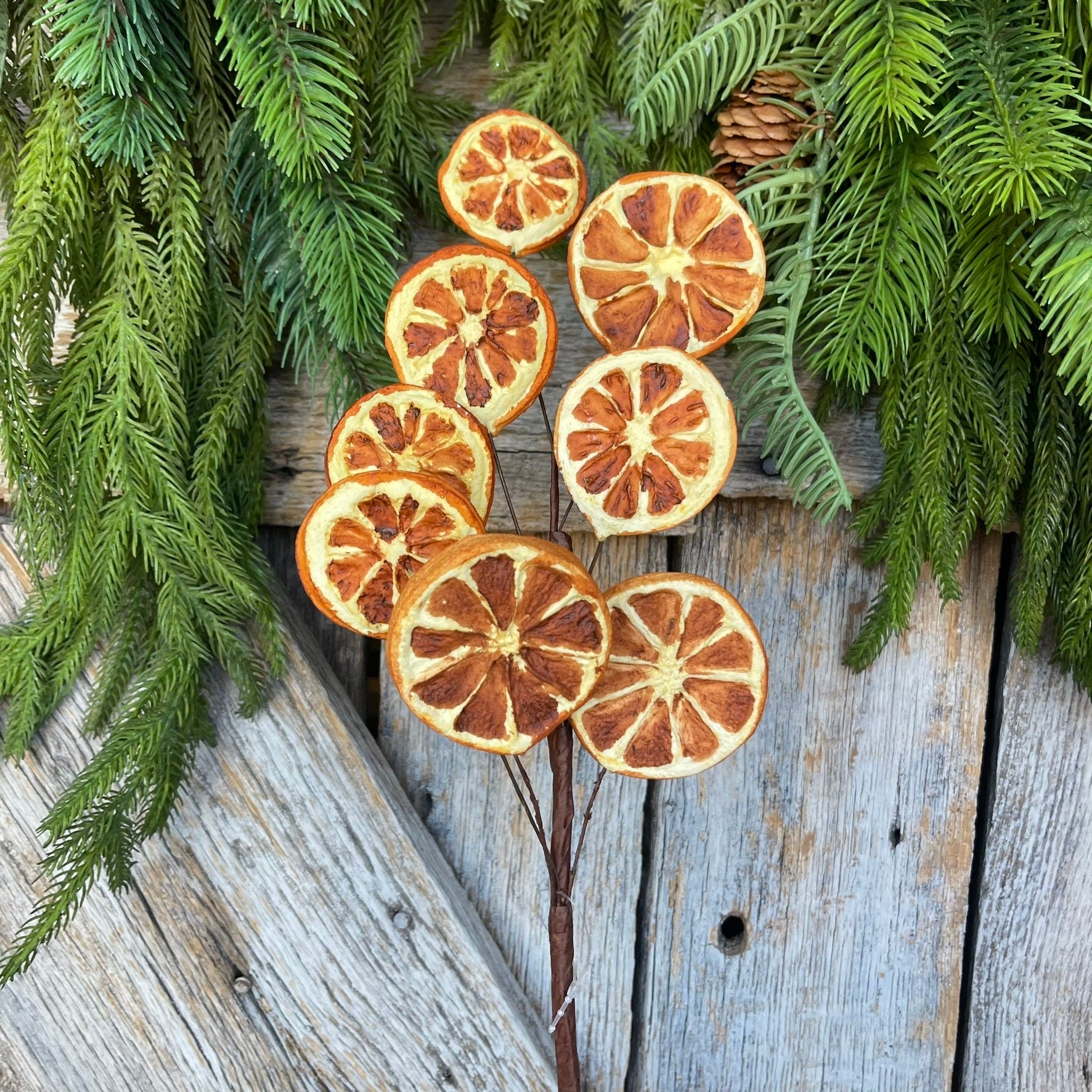 18.5" Orange Slice Spray, Artificial Orange Slice, Christmas Oranges