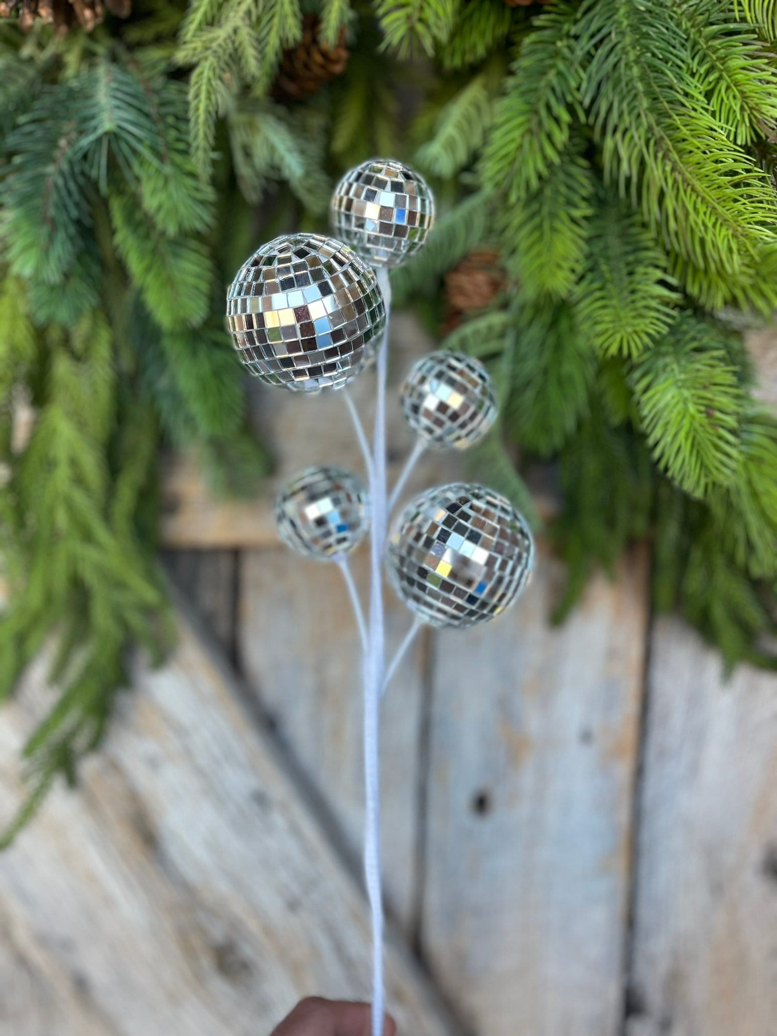 16" Silver Disco Ball Spray, Disco Decor, Silver Disco Balls