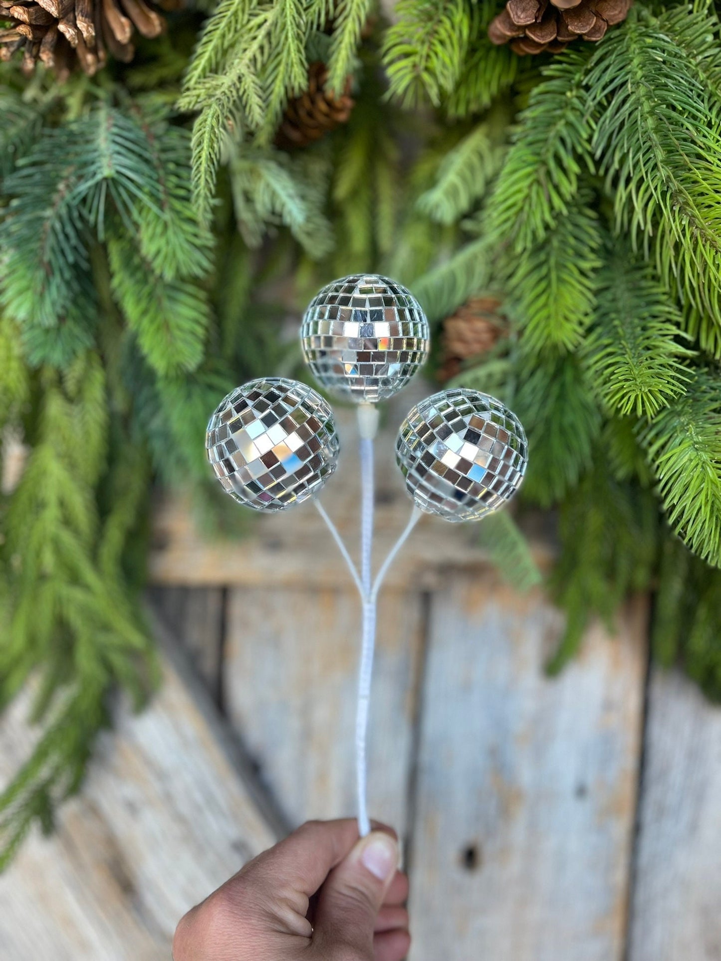 10" Silver Disco Ball Spray, Disco Decor