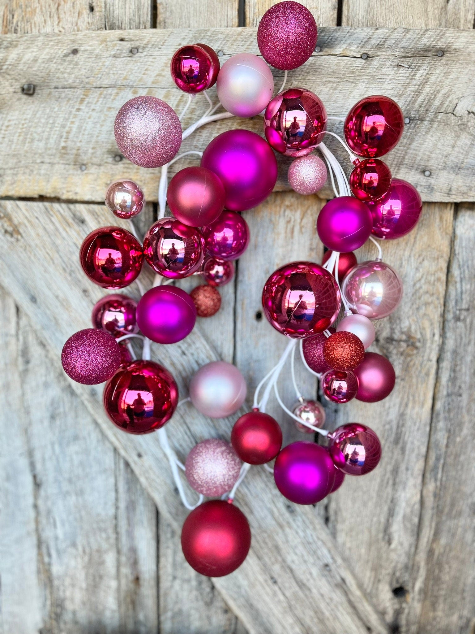 48" Pink Ball Garland, Pinkmas Decor, Pink Christmas Tree