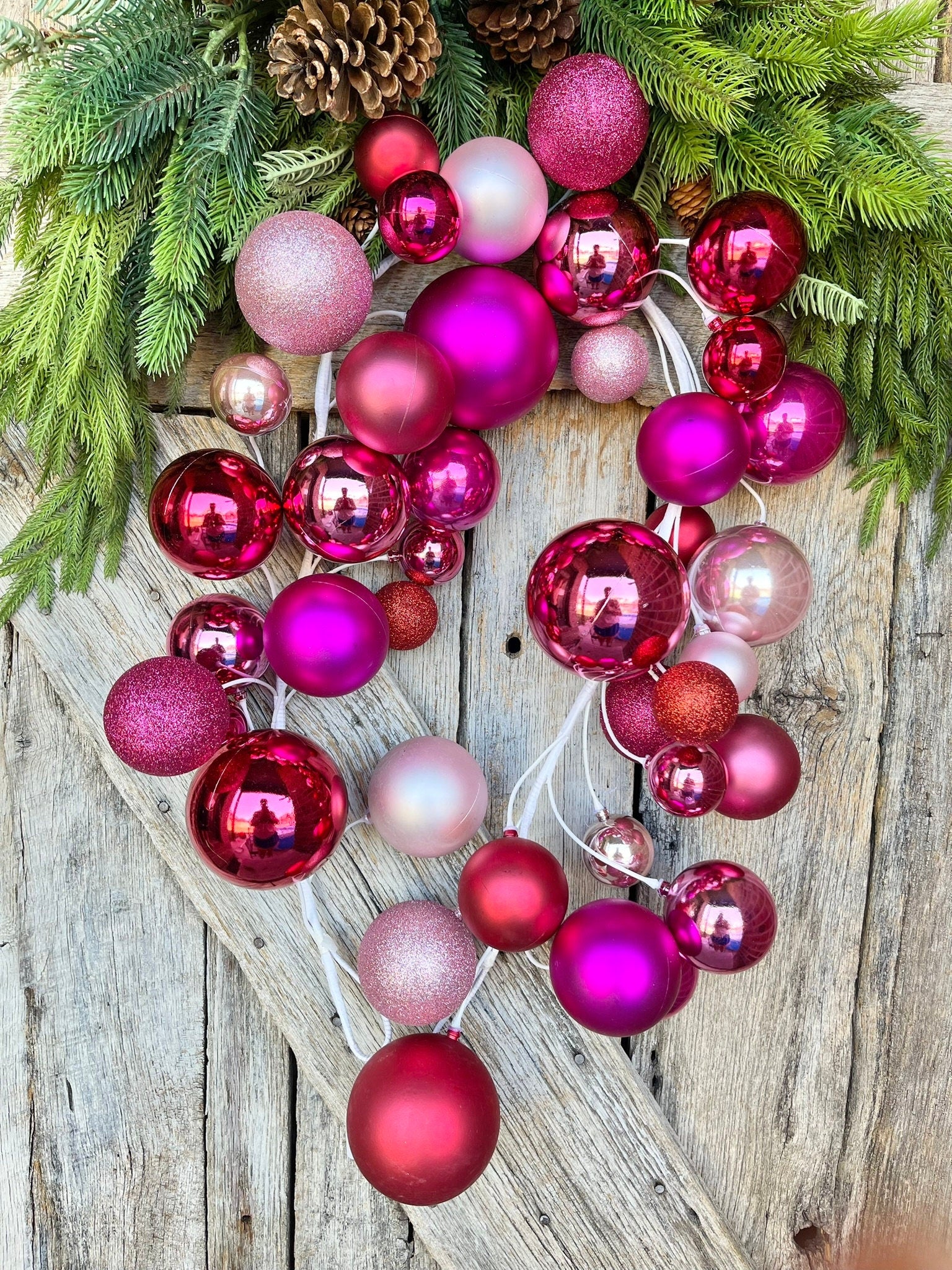 48" Pink Ball Garland, Pinkmas Decor, Pink Christmas Tree