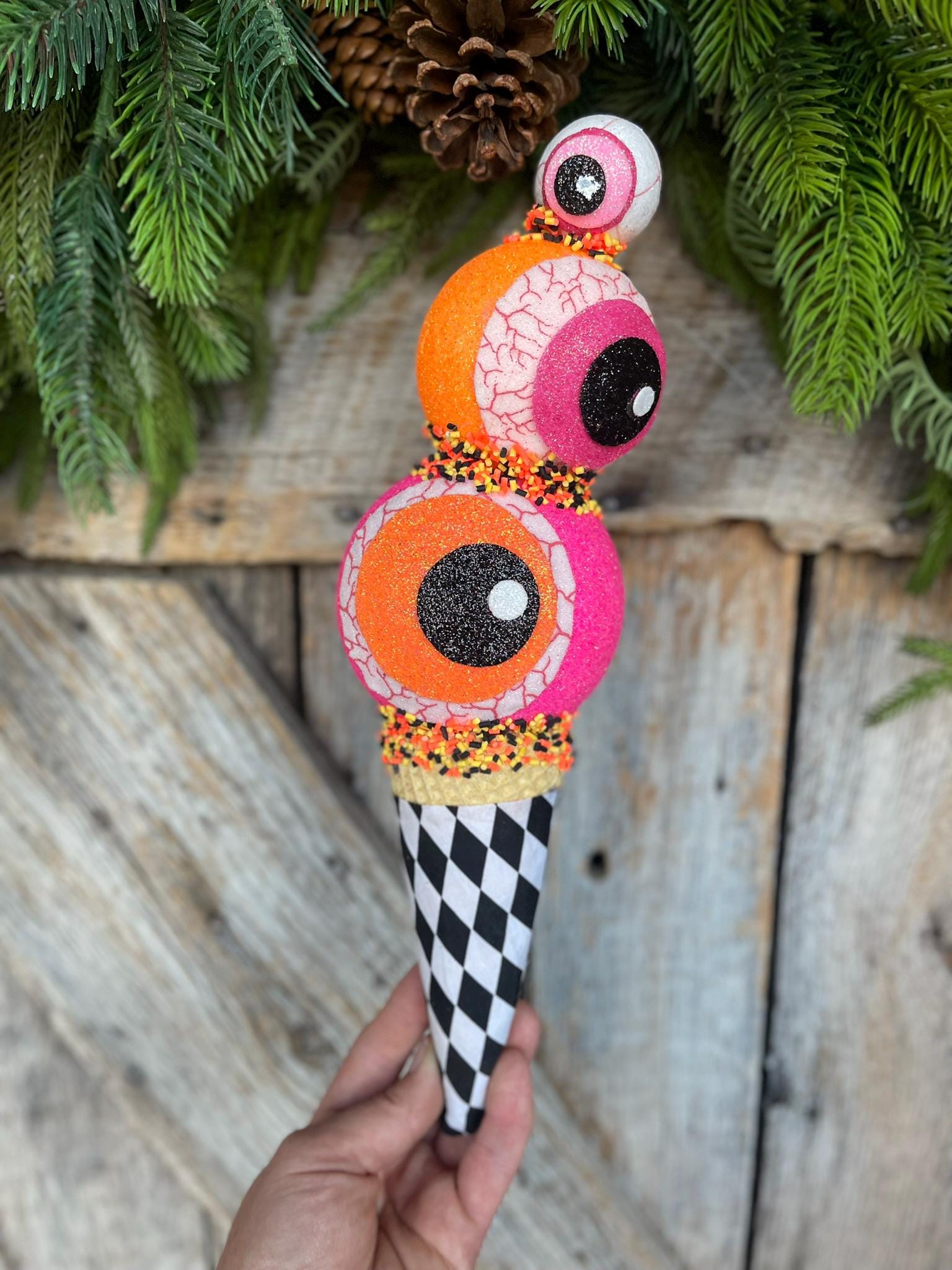 13" Halloween Ice Cream Cone, Halloween Wreath Supply