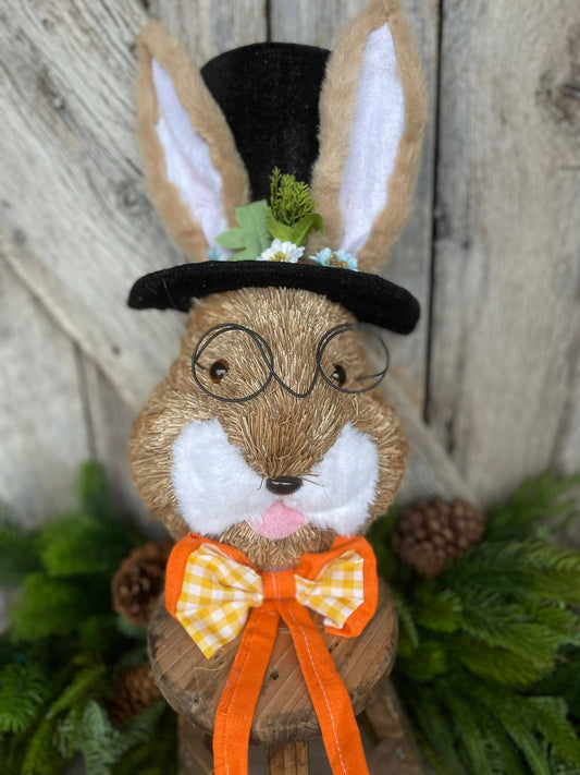 22" Orange Bunny Top Hat Ornament, Easter Decor, Easter Bunny