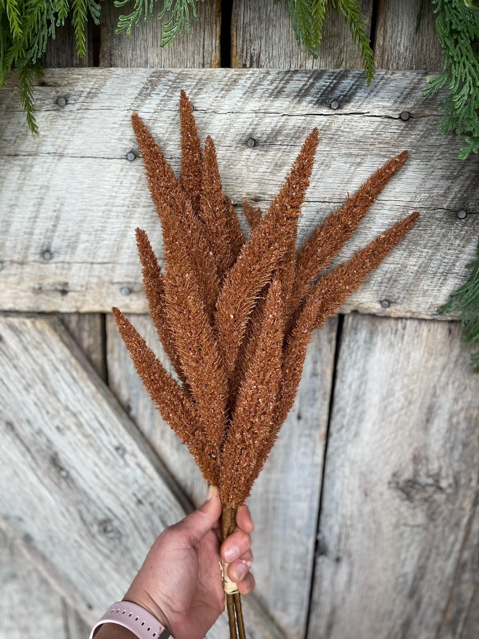 24" Mocha Brown Foxtail Bundle, Fall Greenery, Fall Spray, Fall Artificial Wheat Spray, Brown Fall Spray, Fall Filler Bush, Brown Bush