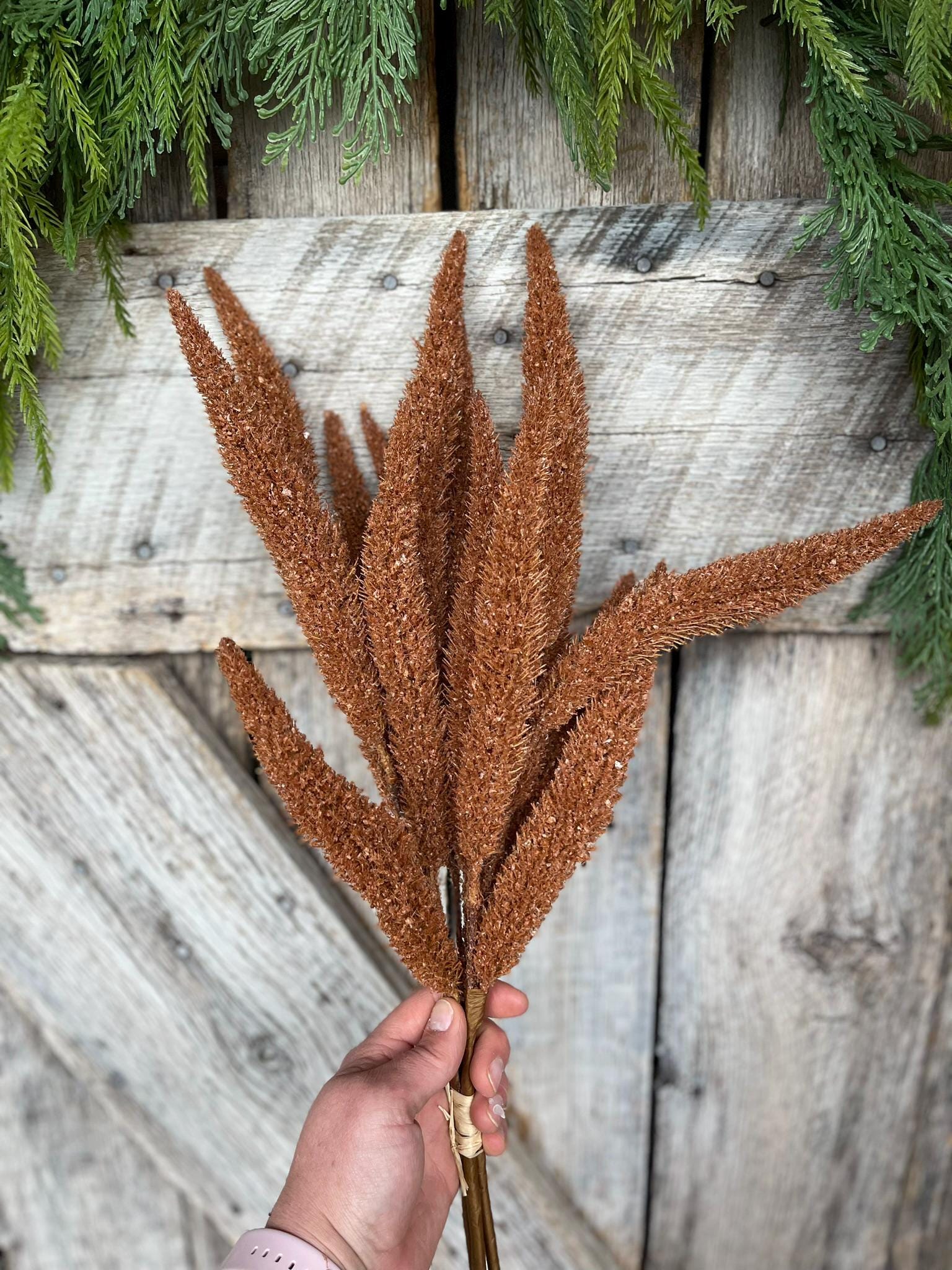 24" Mocha Brown Foxtail Bundle, Fall Greenery, Fall Spray, Fall Artificial Wheat Spray, Brown Fall Spray, Fall Filler Bush, Brown Bush