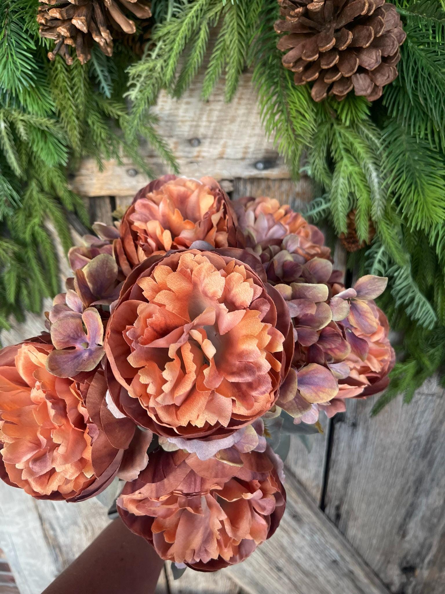 19" Fall Peony Hydrangea Bush, Brown Peony Bush, Harvest Floral, Artificial Florals, Fall Wedding Florals, Fall Wreath Florals