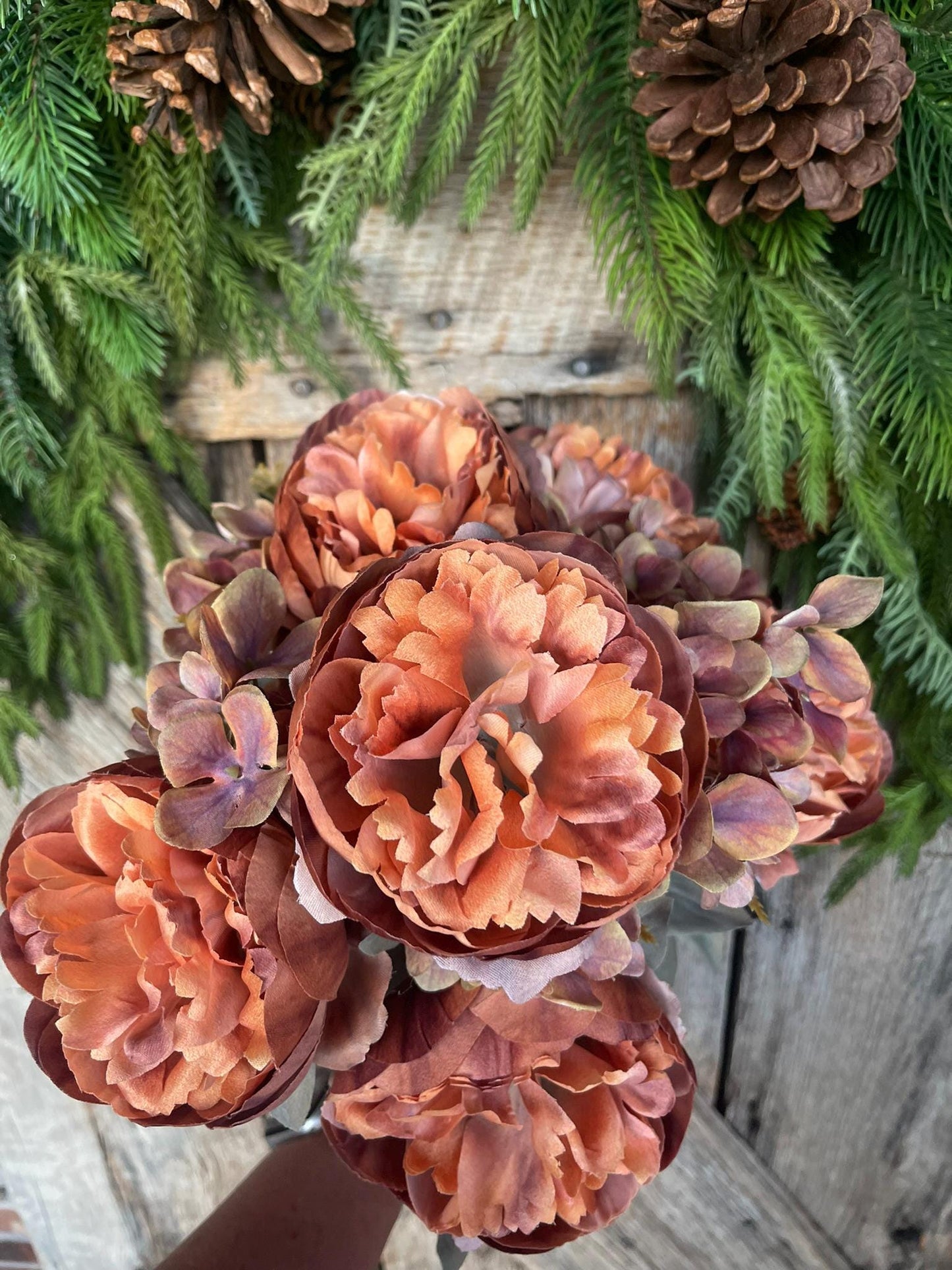 19" Fall Peony Hydrangea Bush, Brown Peony Bush, Harvest Floral, Artificial Florals, Fall Wedding Florals, Fall Wreath Florals