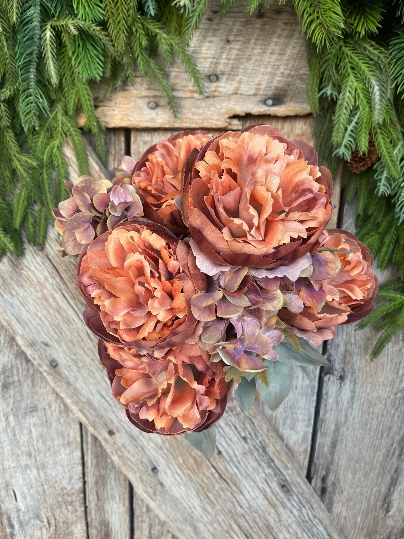 19" Fall Peony Hydrangea Bush, Brown Peony Bush, Harvest Floral, Artificial Florals, Fall Wedding Florals, Fall Wreath Florals