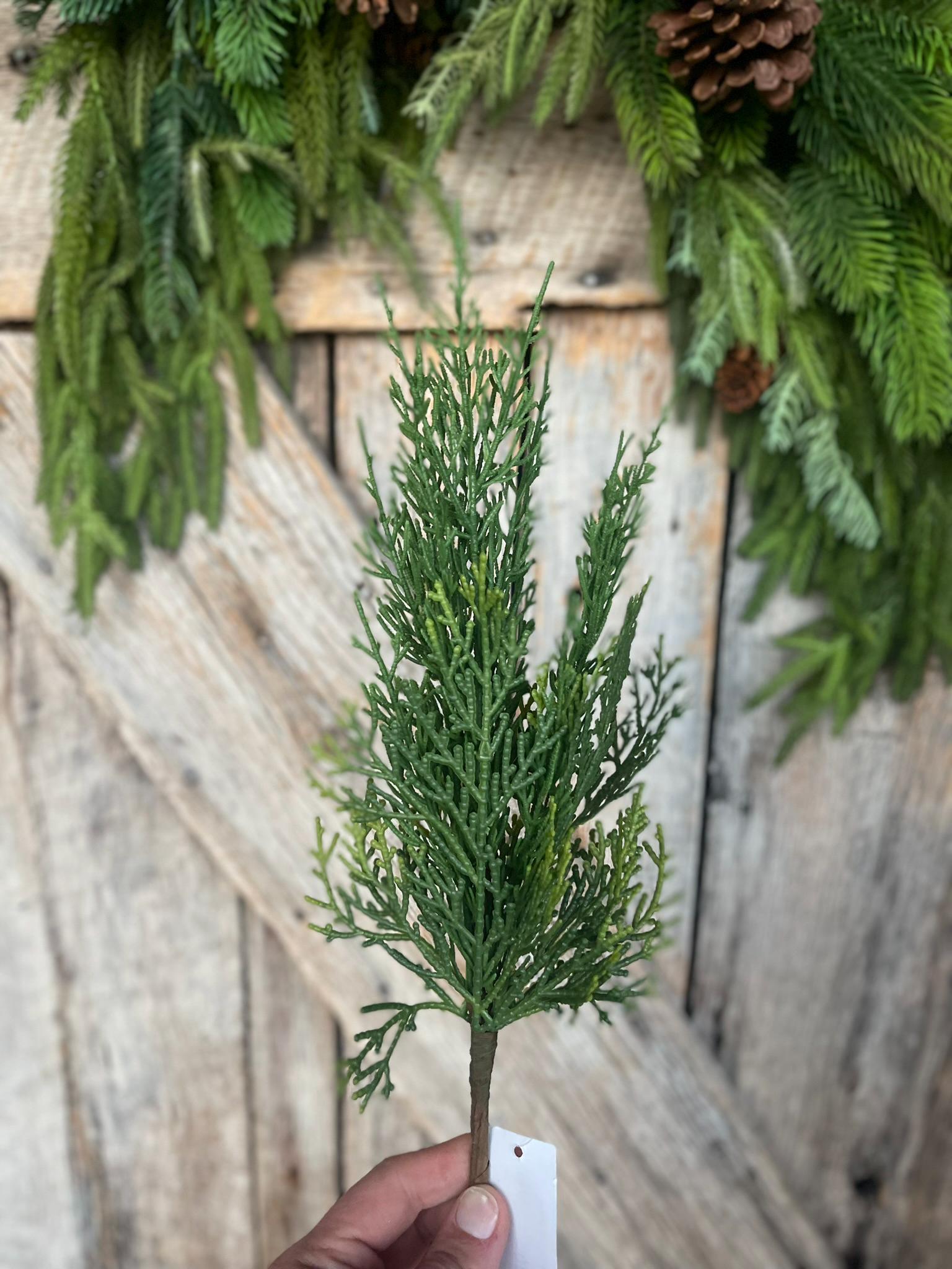 15" Cypress Pine Pick, Artificial Pine Spray, Christmas Greenery, Natural Touch Cypress Pick, Greenery, Pine Greenery, 64644