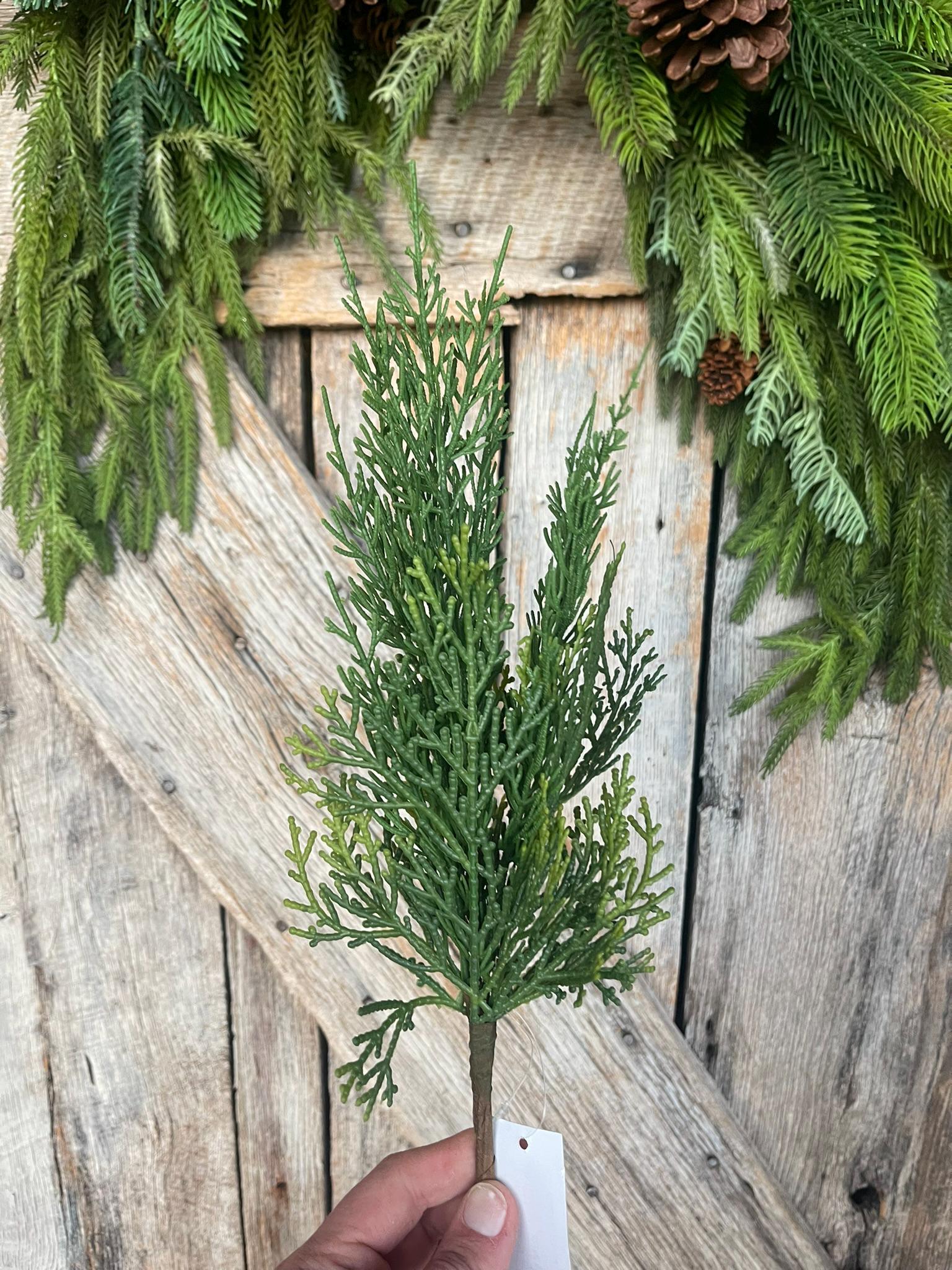 15" Cypress Pine Pick, Artificial Pine Spray, Christmas Greenery, Natural Touch Cypress Pick, Greenery, Pine Greenery, 64644