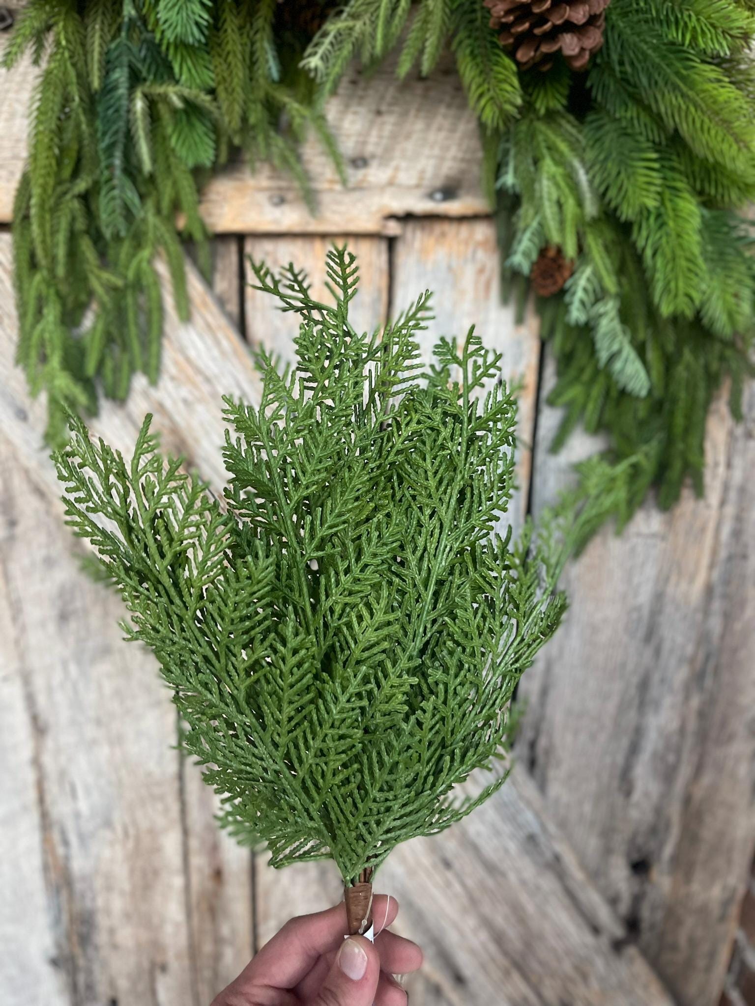 18.5" Cypress Pine Bush, Artificial Pine Bush, Christmas Greenery, Natural Touch Cypress Bush, Greenery, Real Touch, Pine Greenery, 84381