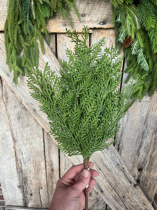 18.5" Cypress Pine Bush, Artificial Pine Bush, Christmas Greenery, Natural Touch Cypress Bush, Greenery, Real Touch, Pine Greenery, 84381