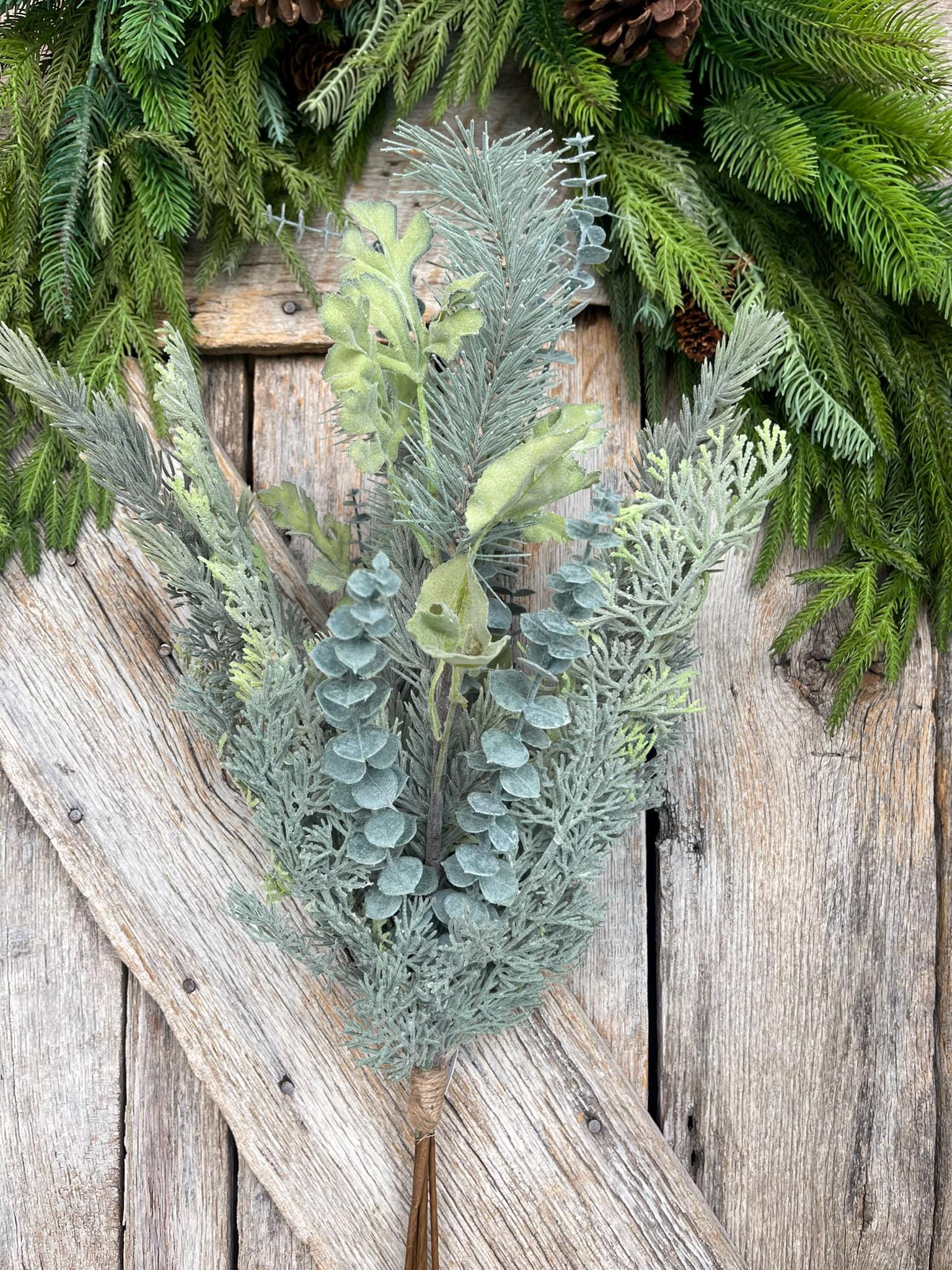 32" Mixed Pine Cypress Bundle, Christmas Greenery, Frosted Pine Cypress Bundle, Christmas Eucalyptus, 83944