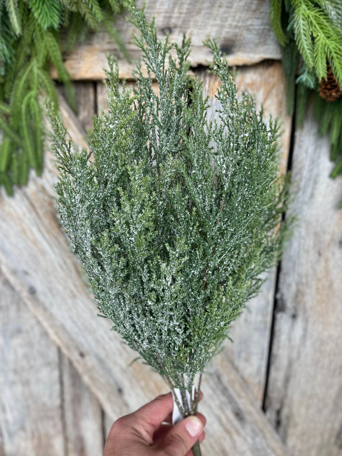 21" Cedar Bush, Frosted Pine Bush, Artificial pine spray, Christmas greenery, Christmas spray, Christmas pick, Christmas pine, 84351