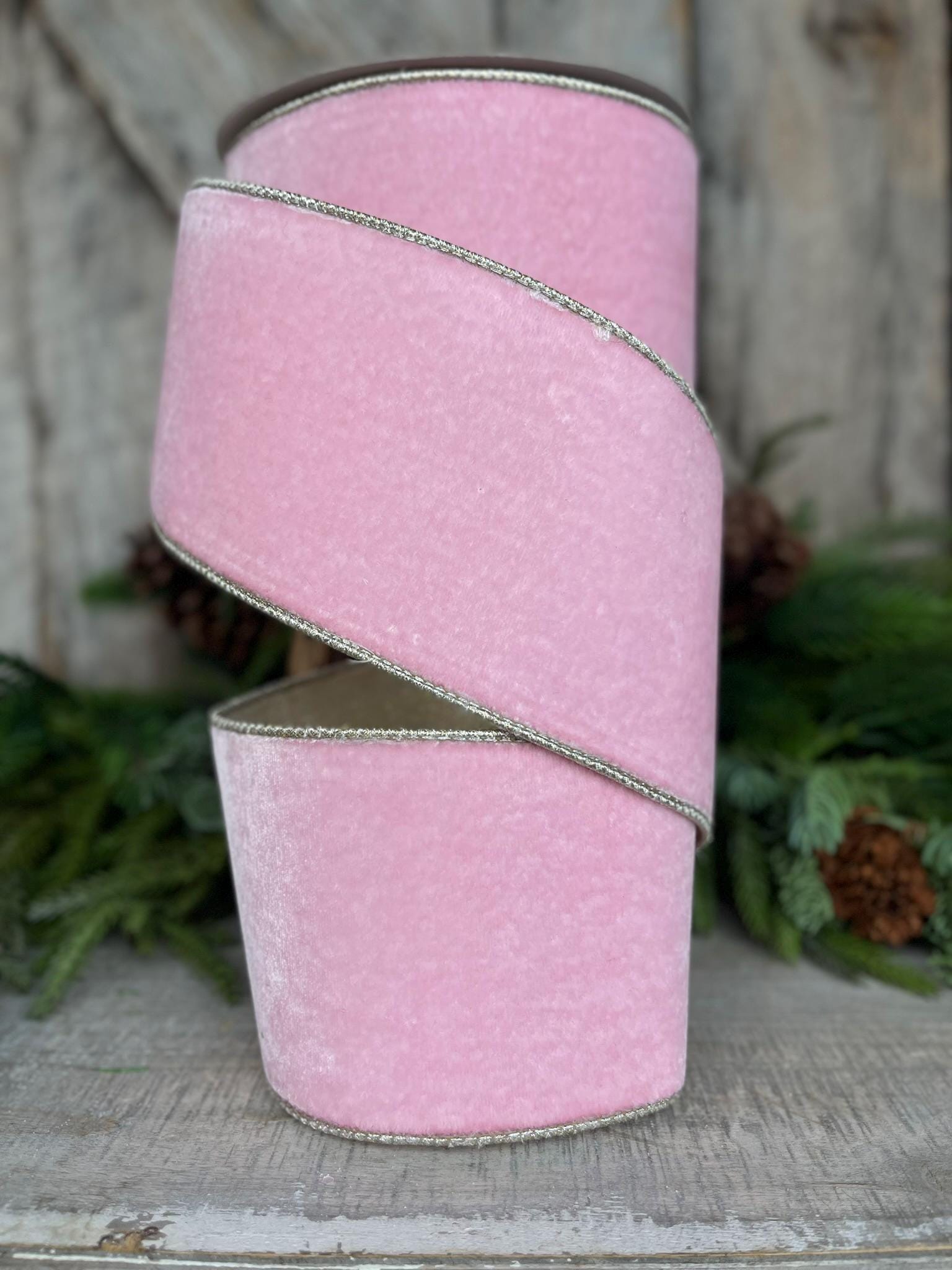 4" Baby Pink Flashy Velvet RIbbon, Pink Ribbon