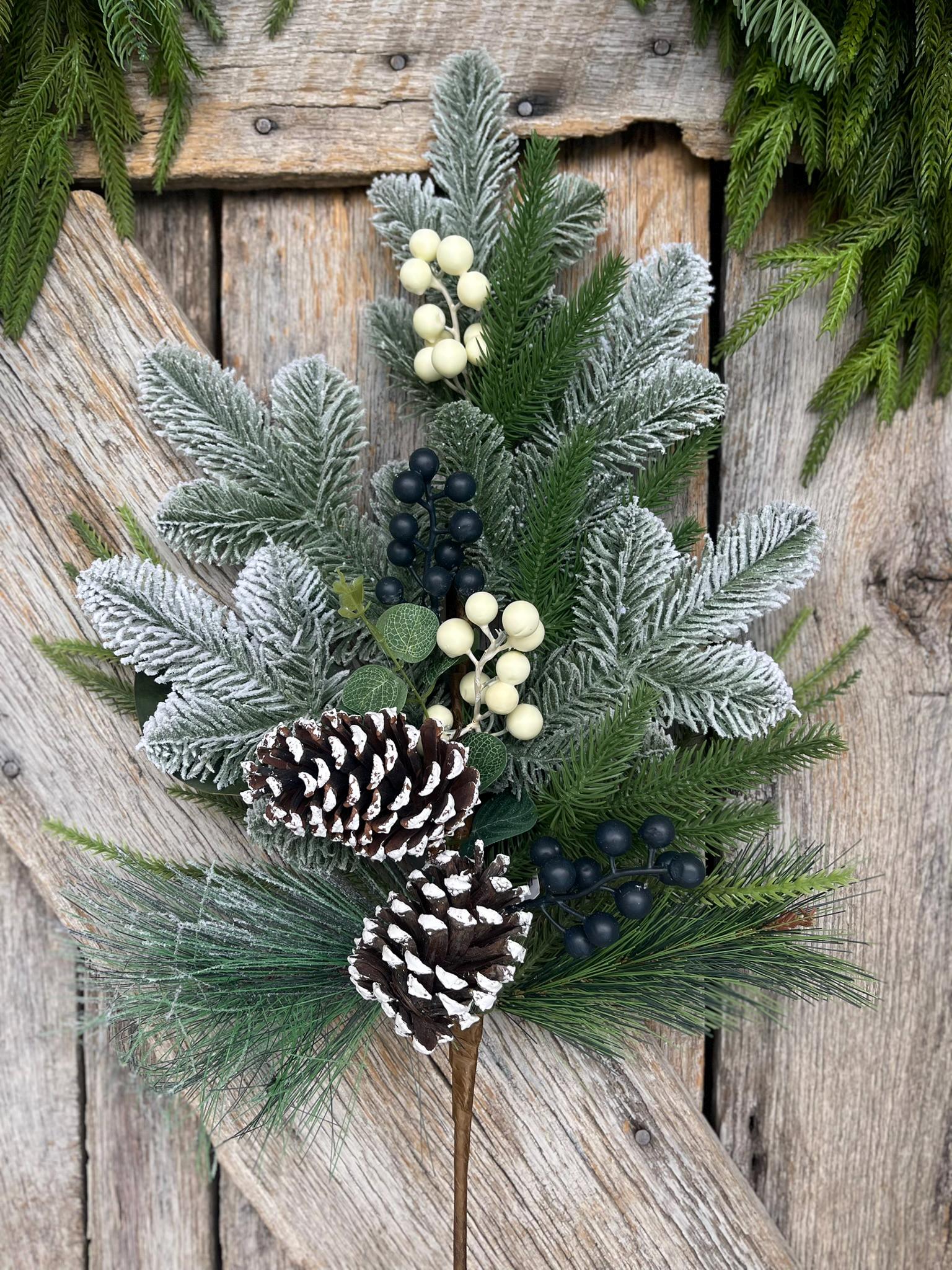 30" Mixed Pinecone Spray, Winter Pine Spray