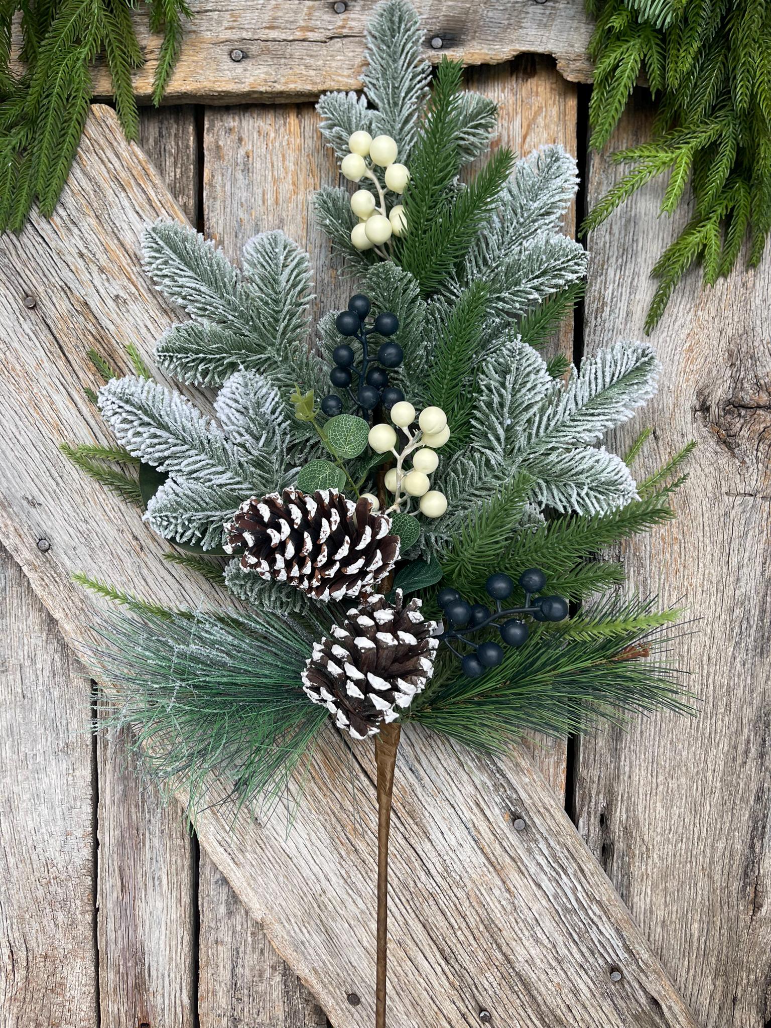 30" Mixed Pinecone Spray, Winter Pine Spray