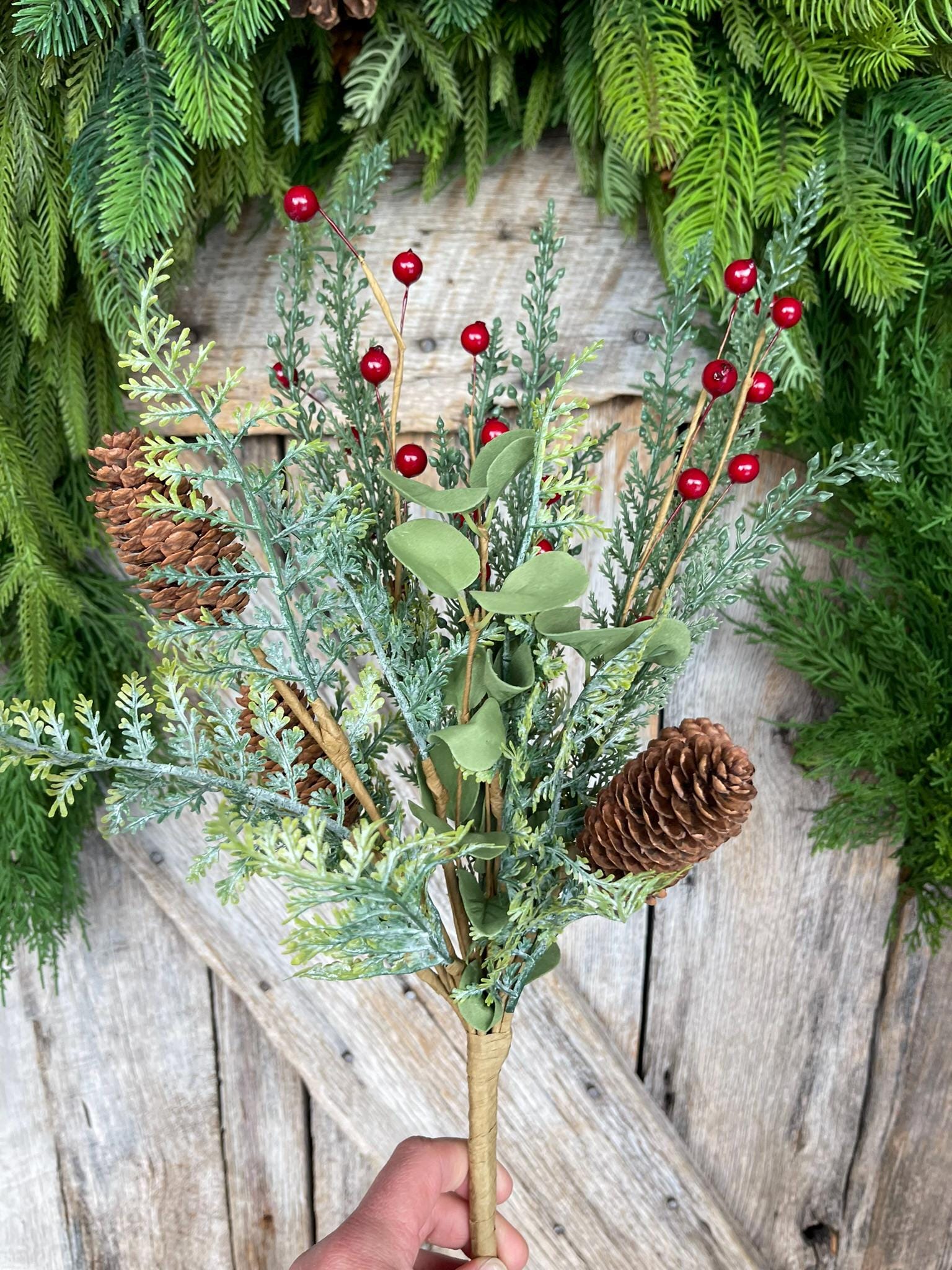 18" Mixed Pinecone Spray, Winter Pine Spray, Artificial Pine, Christmas Greenery, Faux Pine Spray, Pine Bush, 64306