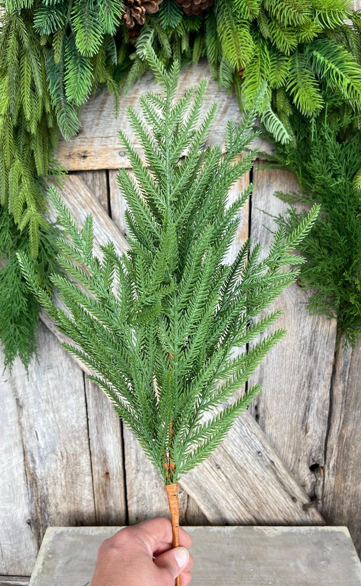 27" Norfolk Pine Spray, Real Touch Norfold Pine, Artificial Pine Spray, Christmas Greenery, Pine Spray, Artificial Greenery, 84371