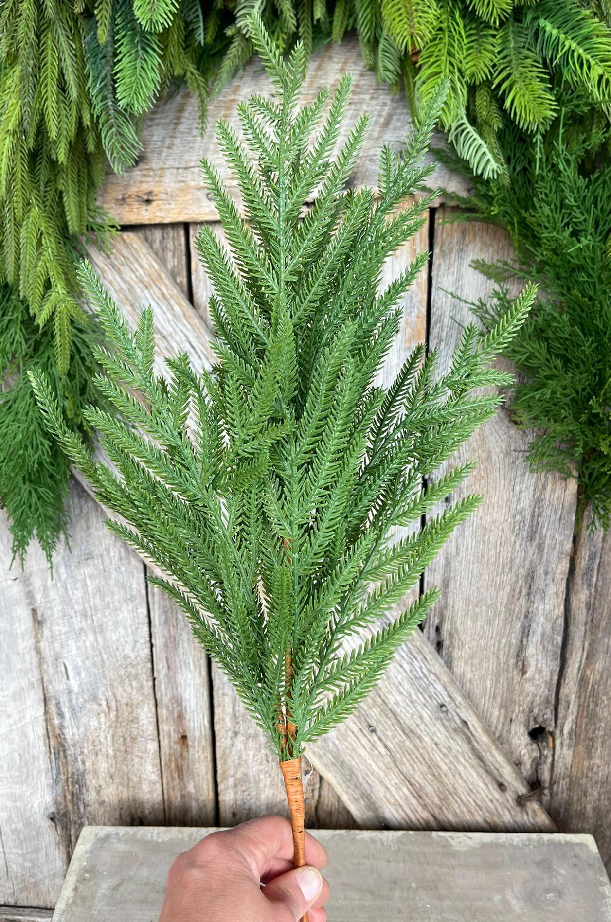 27" Norfolk Pine Spray, Real Touch Norfold Pine, Artificial Pine Spray, Christmas Greenery, Pine Spray, Artificial Greenery, 84371