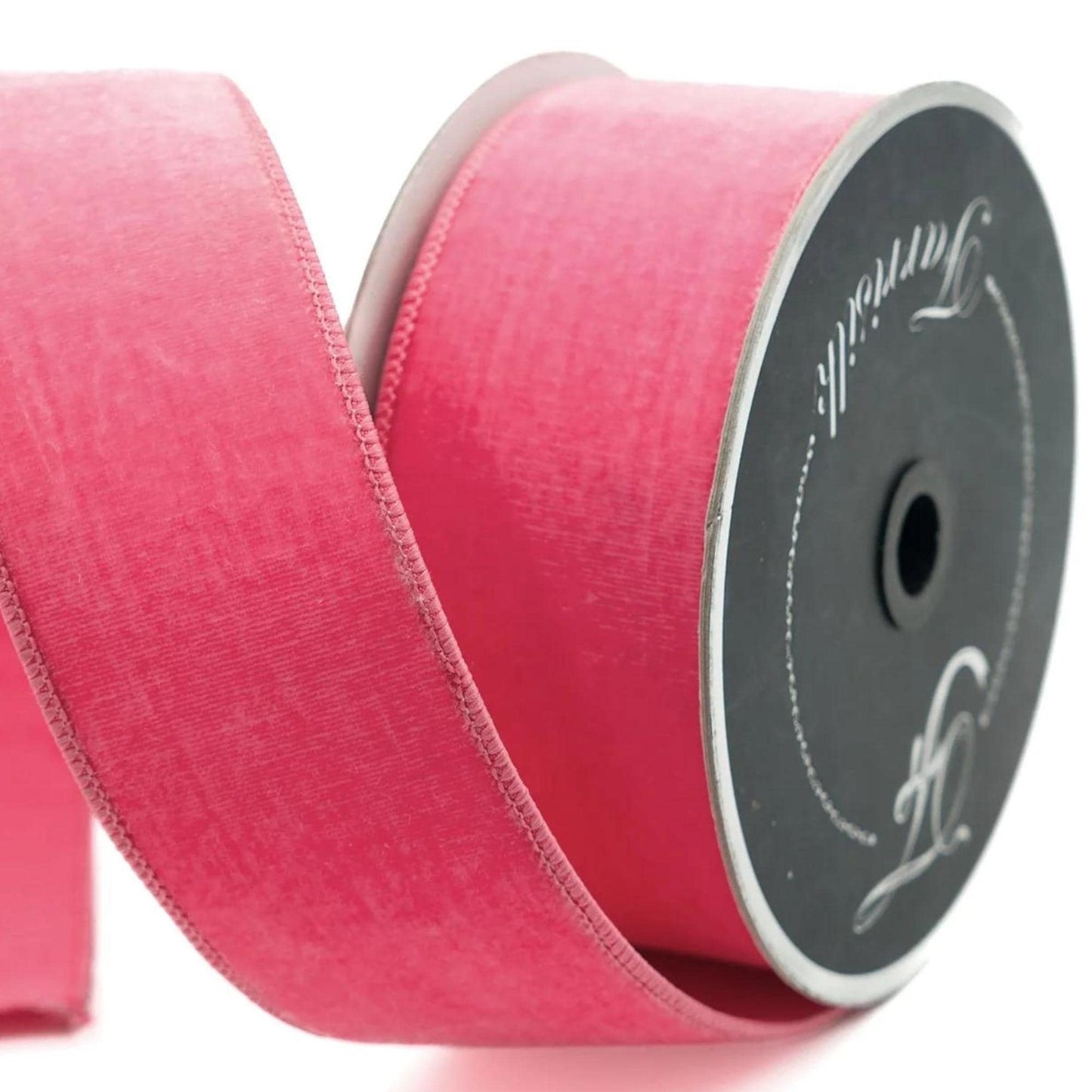 2.5" Bubblegum Pink Velvet Ribbon, Farrisilk Ribbon