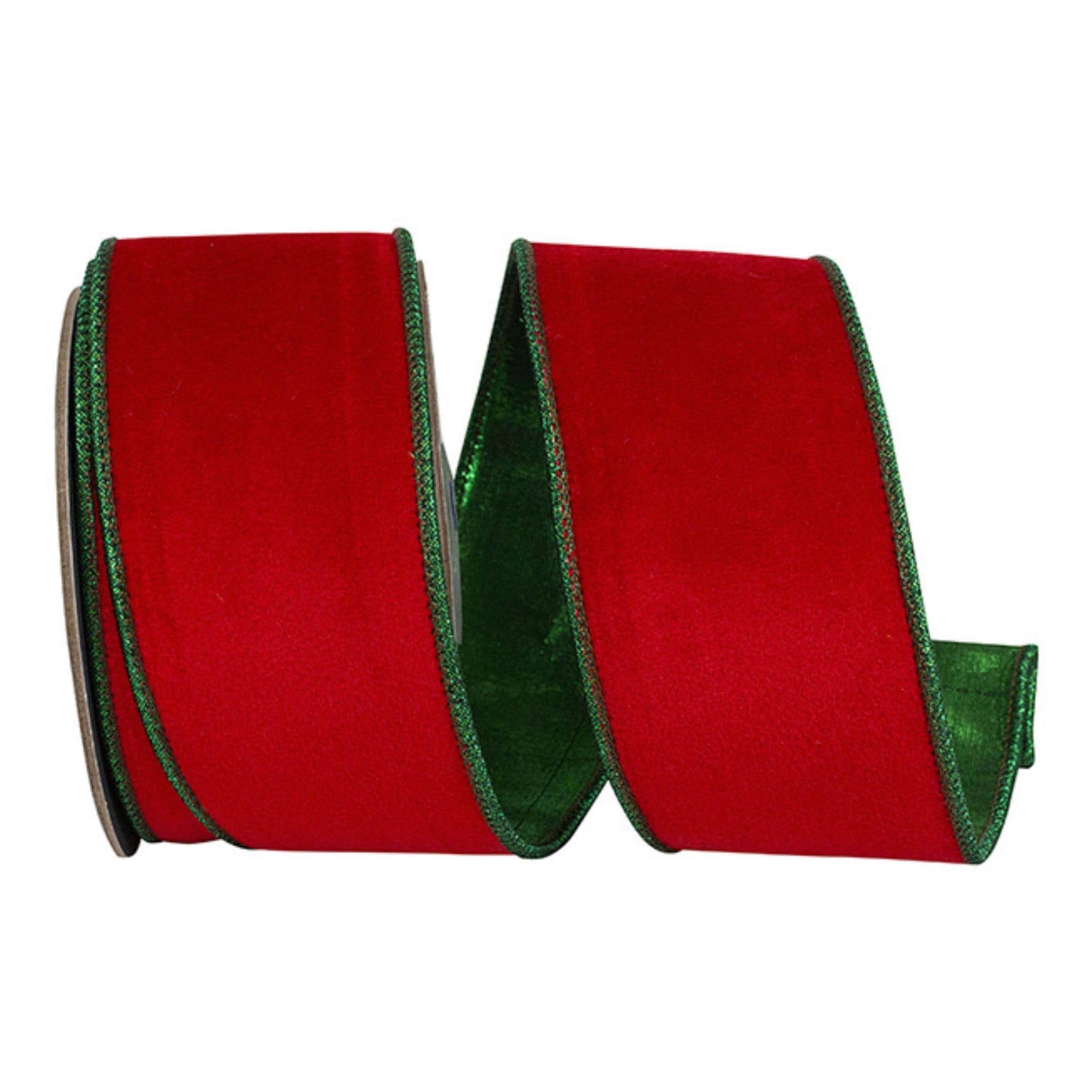 2.5" Red Emerald Velvet, 2 Tone Velvet, Christmas Velvet, Red and Green Velvet, Wreath Supply, Craft Supply, Wired Ribbon, 5 YARDS