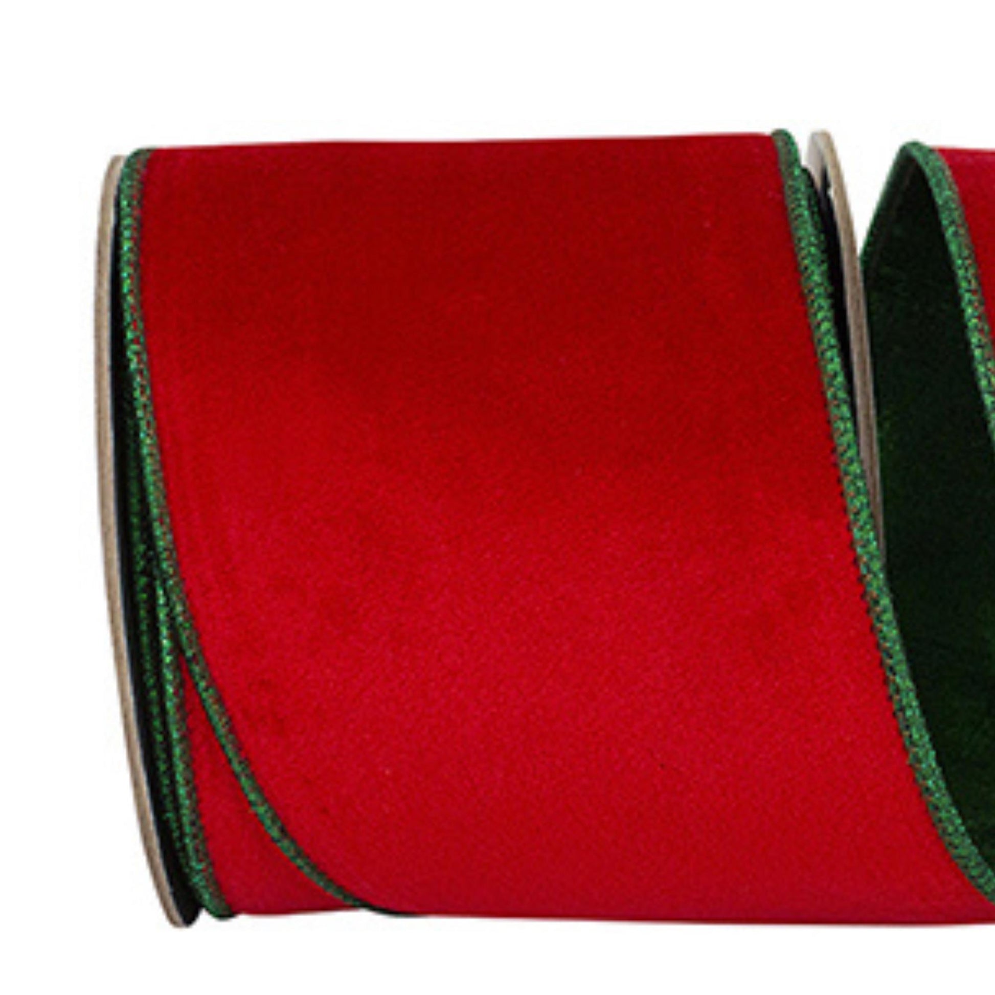 4" Red Emerald Velvet, 2 Tone Velvet, Christmas Velvet, Red and Green Velvet, Wreath Supply, Christmas Tree Ribbon, 94386W-985-10D