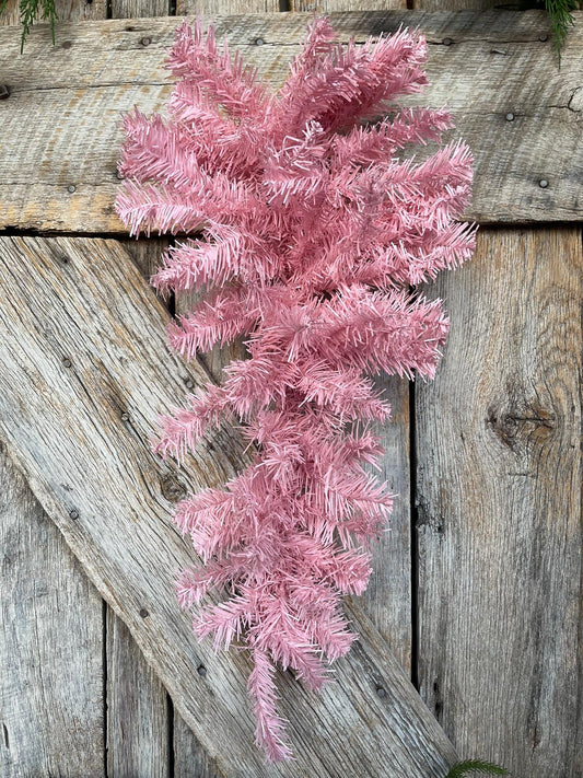 24" Pink Teardrop Swag, Artificial Pine Swag, Wreath Base