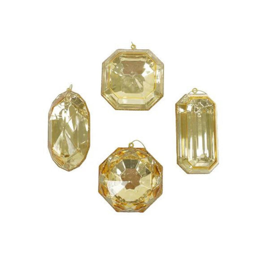 Gold Jewel Ornament Set of 4, Gold Jewel Ornaments