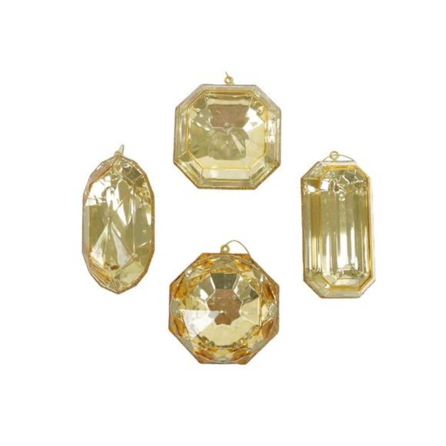 Gold Jewel Ornament Set of 4, Gold Jewel Ornaments, Gold Ornaments, Gem Ornaments, Gold Ornaments, Farrisilk