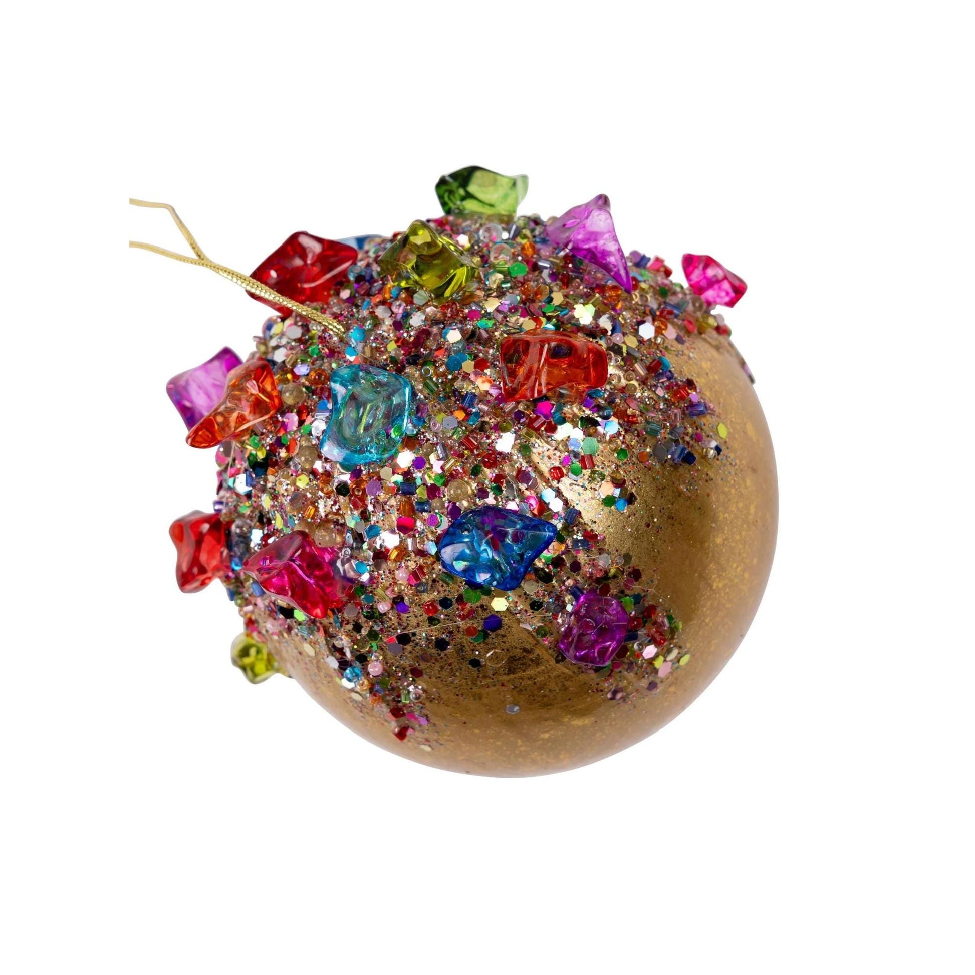 5" Metallic Gold KALEIDOSCOPE BALL Jeweled Christmas Ornament, Gold Ornament, Jeweled Ornament, Christmas Tree Ornament