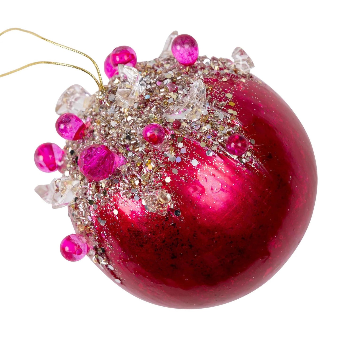 5" Hot Pink Crystal Jeweled Ornament, Hot Pink Ornament