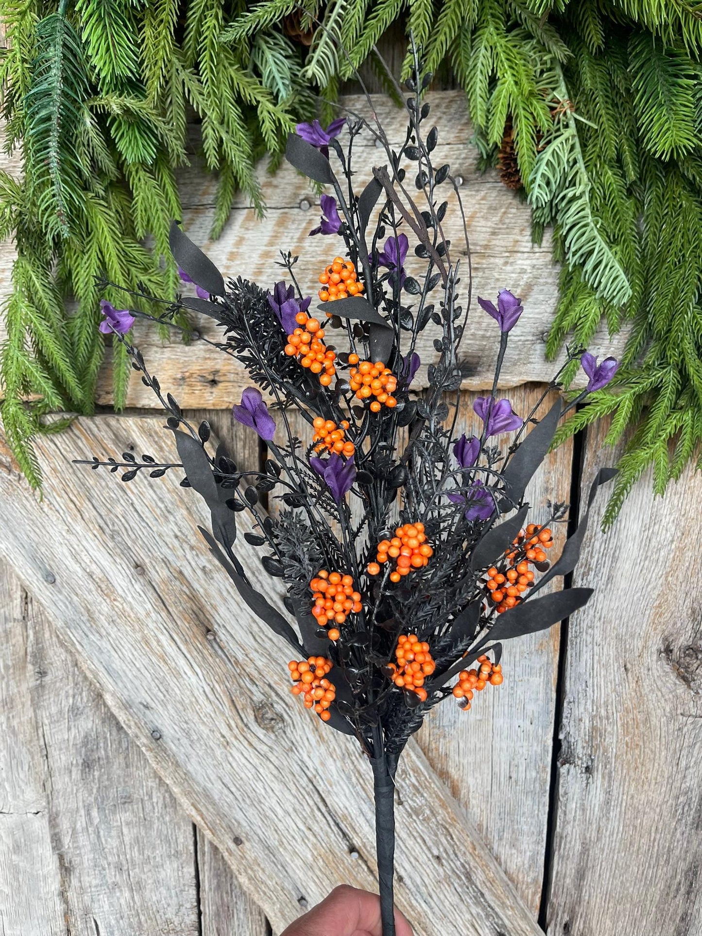 24" Halloween Spray, 60919, Purple MIxed Leaf Spray, Halloween Greenery, FH807175