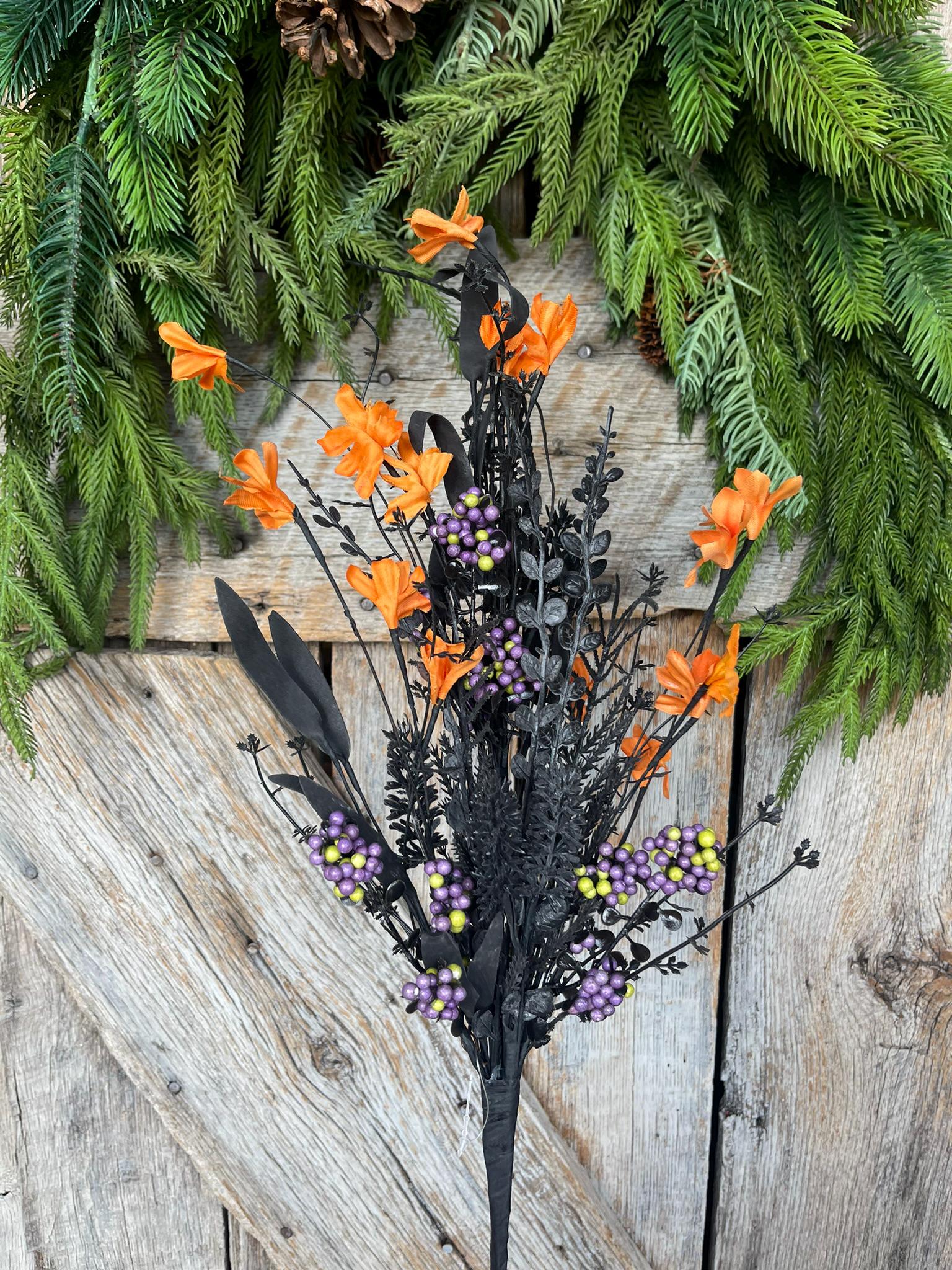 24" Halloween Spray, 60919, Orange MIxed Leaf Spray, Halloween Greenery, FH807177