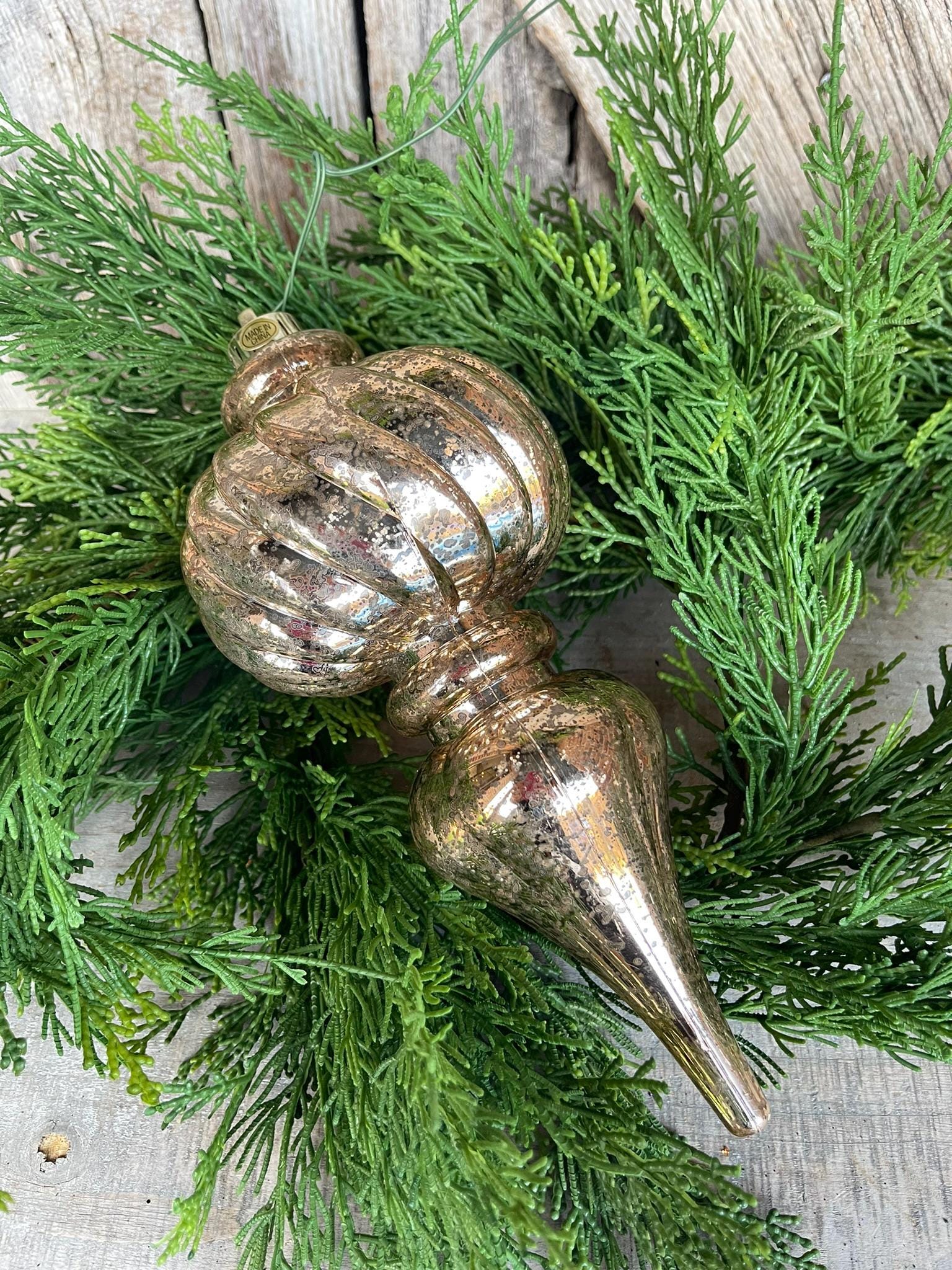 10" Plastic Gold Copper Mercury Finial Ornament, Gold Ornaments, Finial Ornaments, Christmas Ornaments, Shatterproof