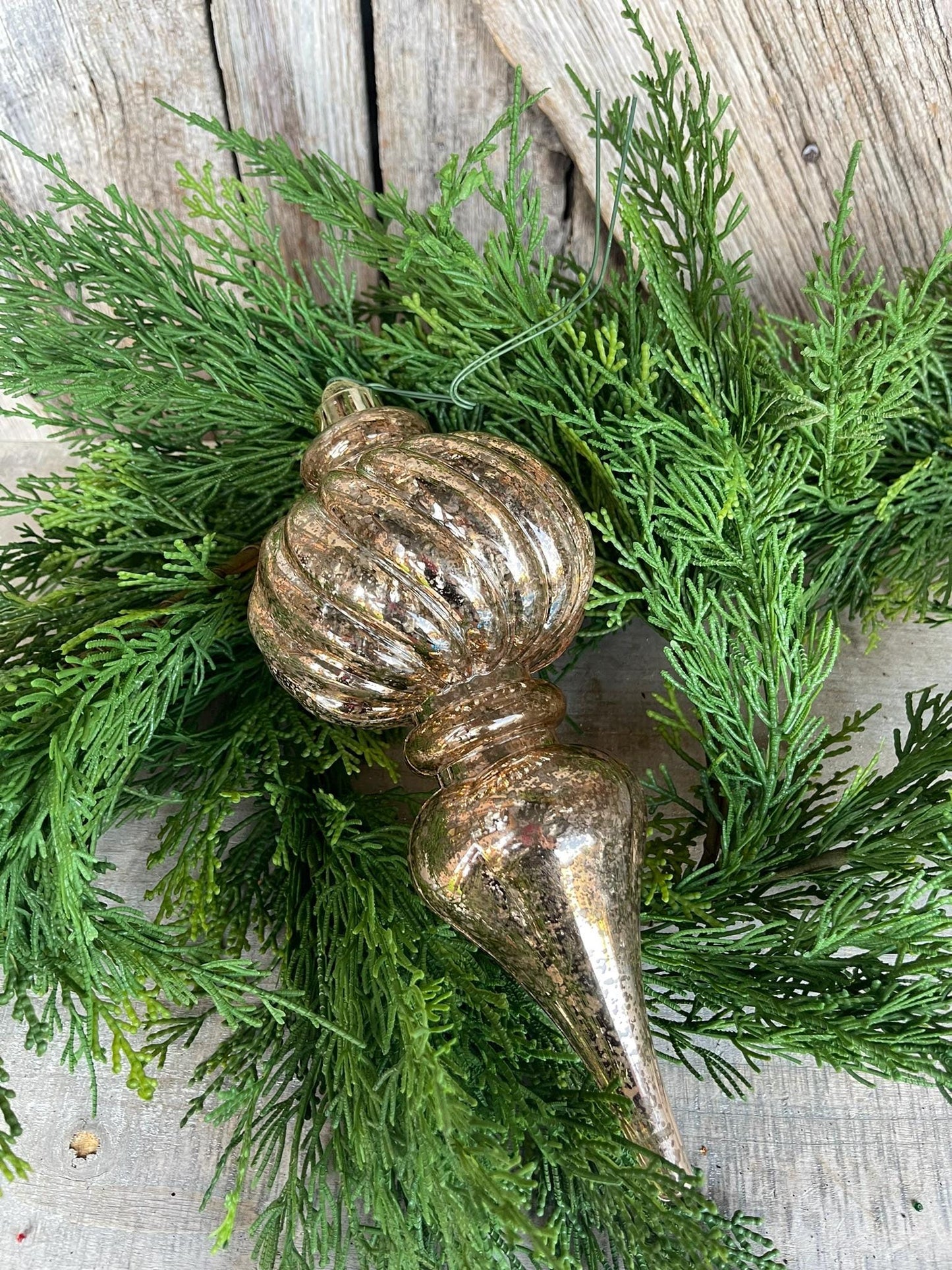 10" Plastic Gold Copper Mercury Finial Ornament, Gold Ornaments, Finial Ornaments, Christmas Ornaments, Shatterproof