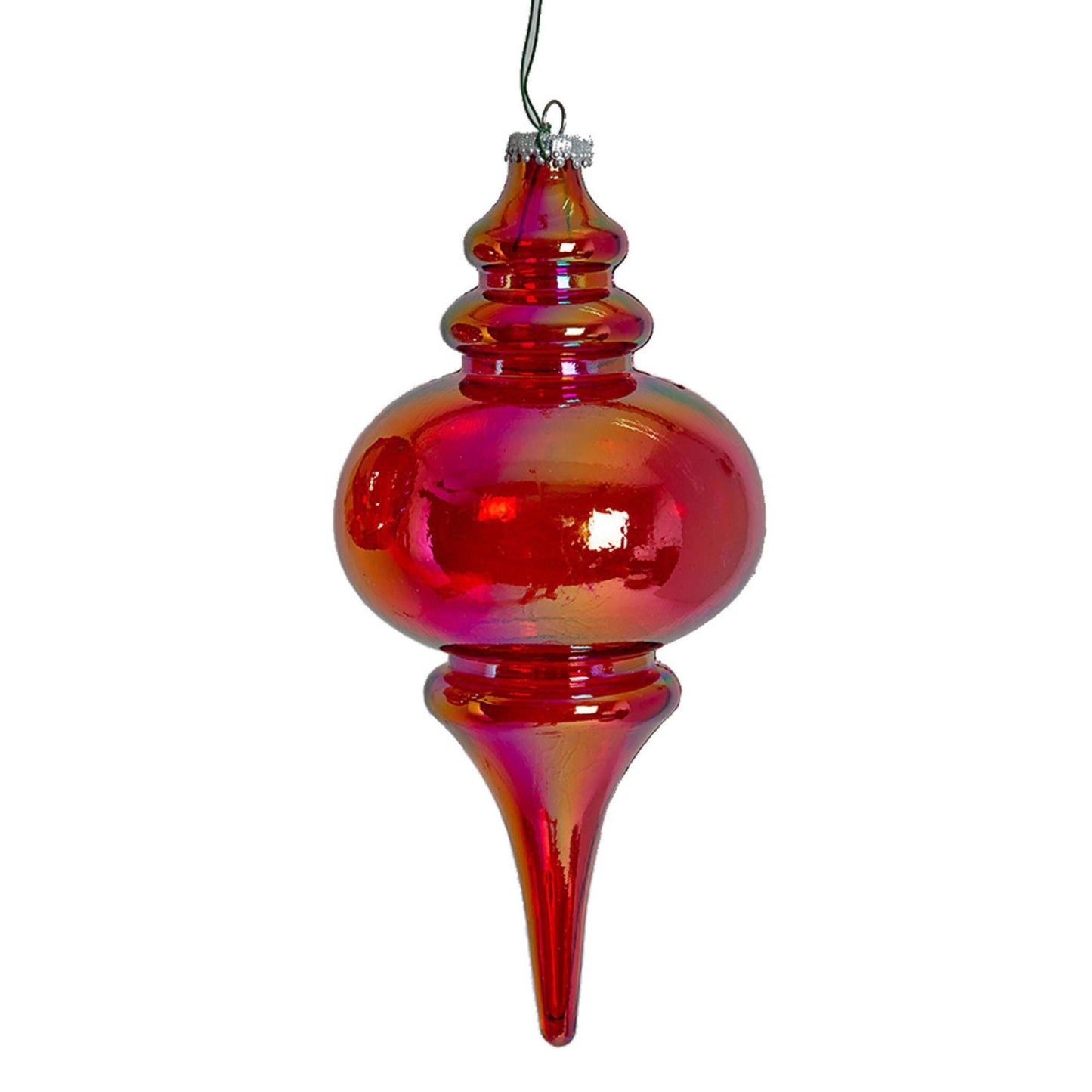 10" Plastic Red Iridescent Finial Ornament, White Ornaments, Finial Ornaments, Christmas Ornaments, Shatterproof