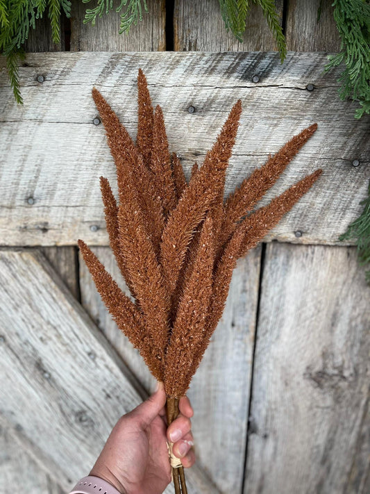 24" Mocha Brown Foxtail Bundle, Fall Greenery, Fall Spray, Fall Artificial Wheat Spray, Brown Fall Spray, Fall Filler Bush, Brown Bush