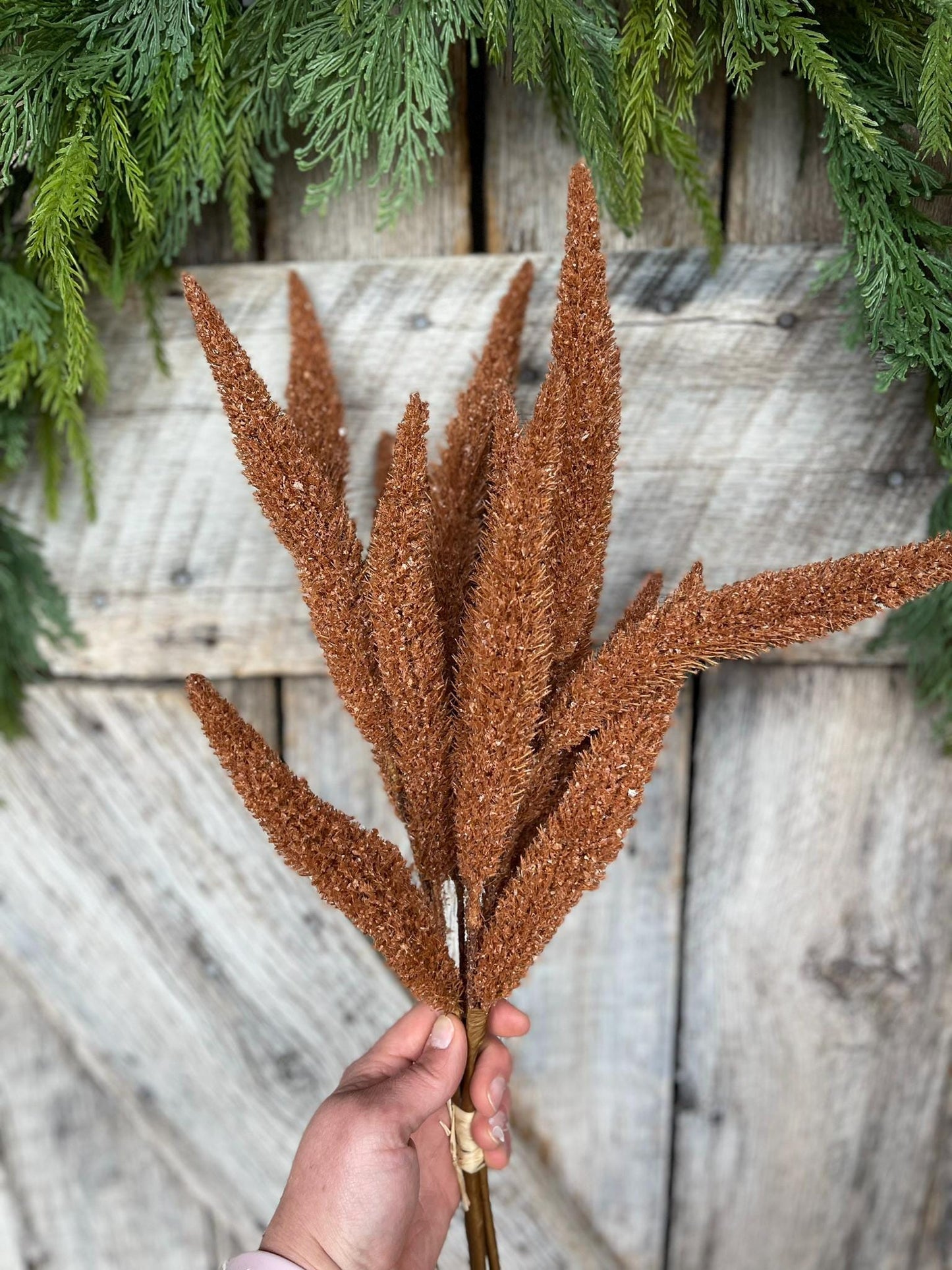 24" Mocha Brown Foxtail Bundle, Fall Greenery, Fall Spray, Fall Artificial Wheat Spray, Brown Fall Spray, Fall Filler Bush, Brown Bush