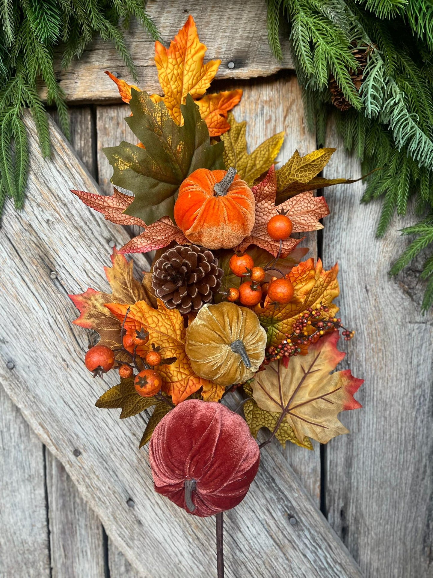 30" Maple Pumpkin Pinecone Floral, Fall Florals