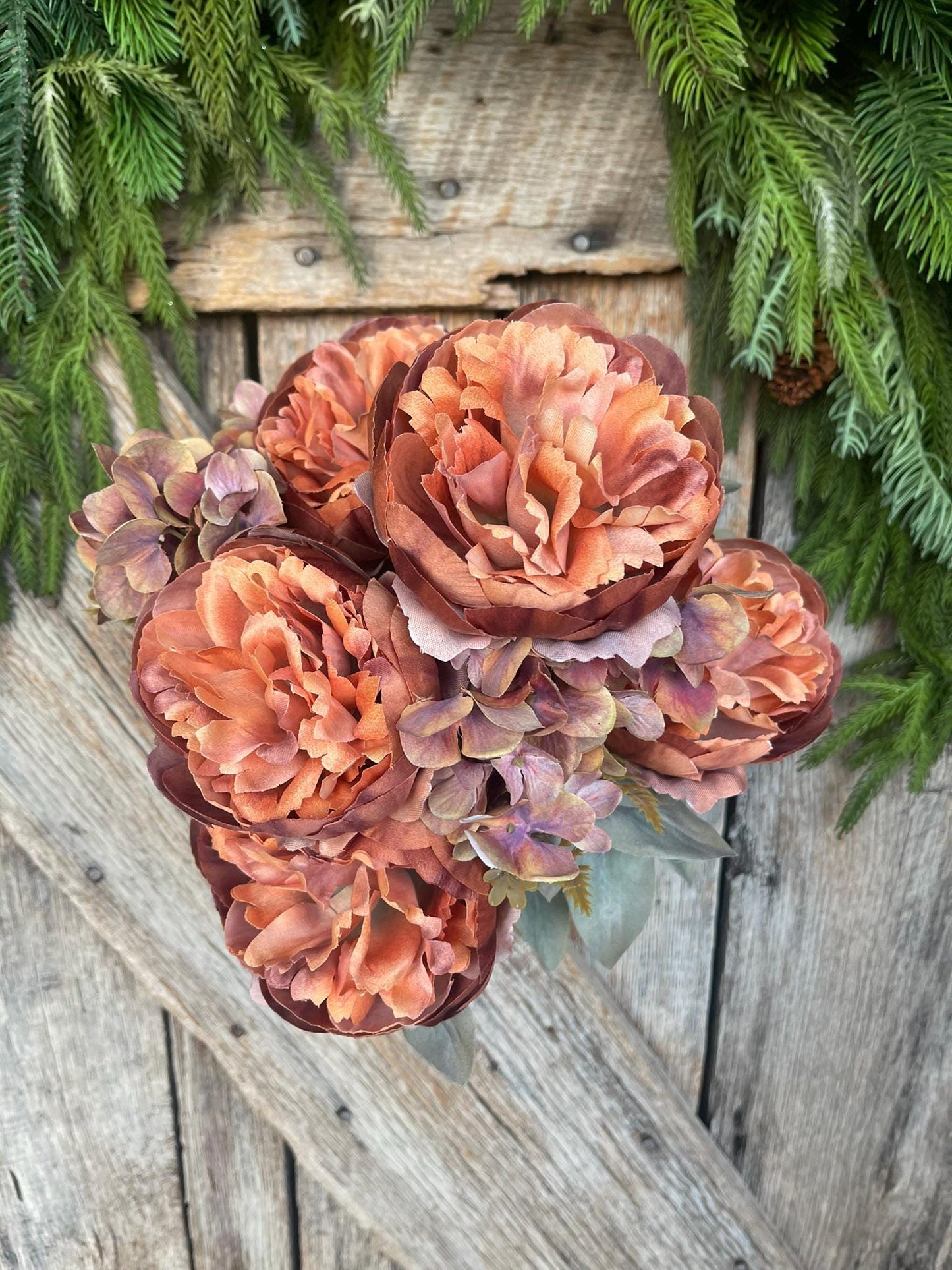 19" Fall Peony Hydrangea Bush, Brown Peony Bush, Harvest Floral, Artificial Florals, Fall Wedding Florals, Fall Wreath Florals